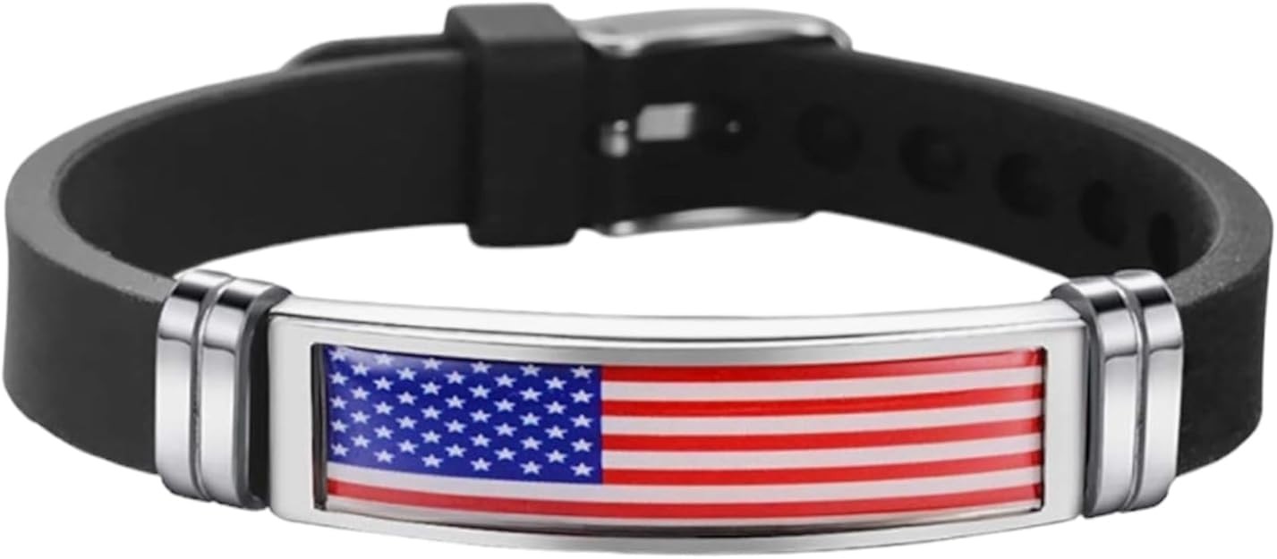 United States Of America Flag Bracelet Silicone Chain Wristband Souvenir, USA Fa