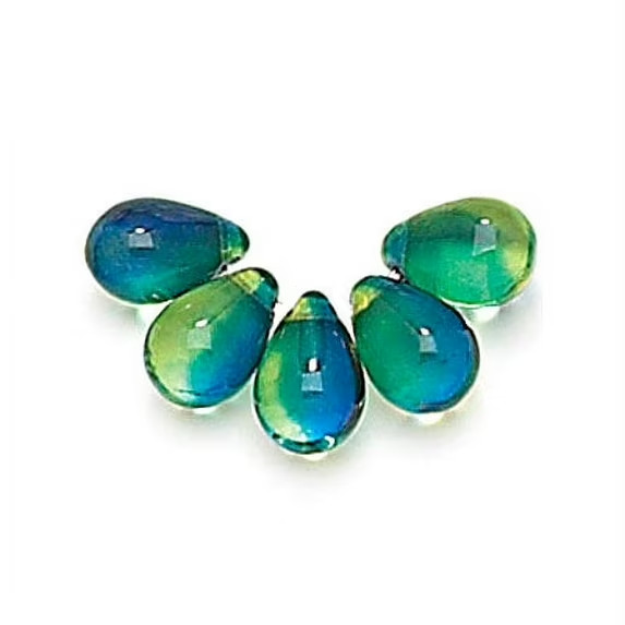 Jablonex Czech Glass Teardrop Beads 9mm (Two Tone Olive Capri) (20 Pack)