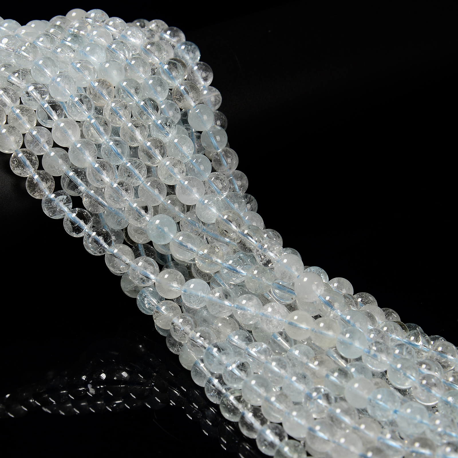 Natural Blue Topaz Smooth Round Beads Size 4mm 6mm 8mm 10mm 15.5” Strand