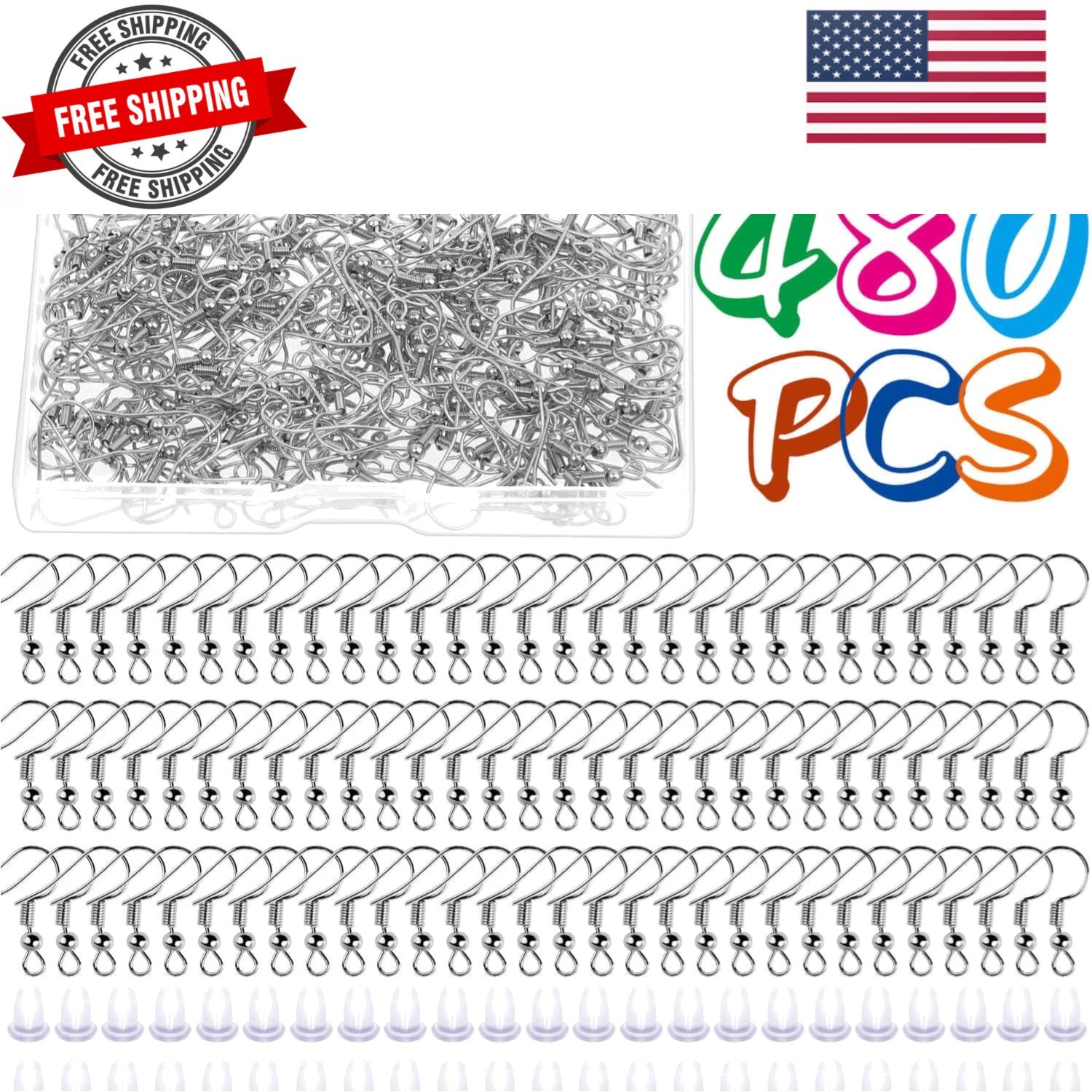 Earring Hooks for Jewelry Making Supplies, 240pcs Hypoallergenic Stainless St…