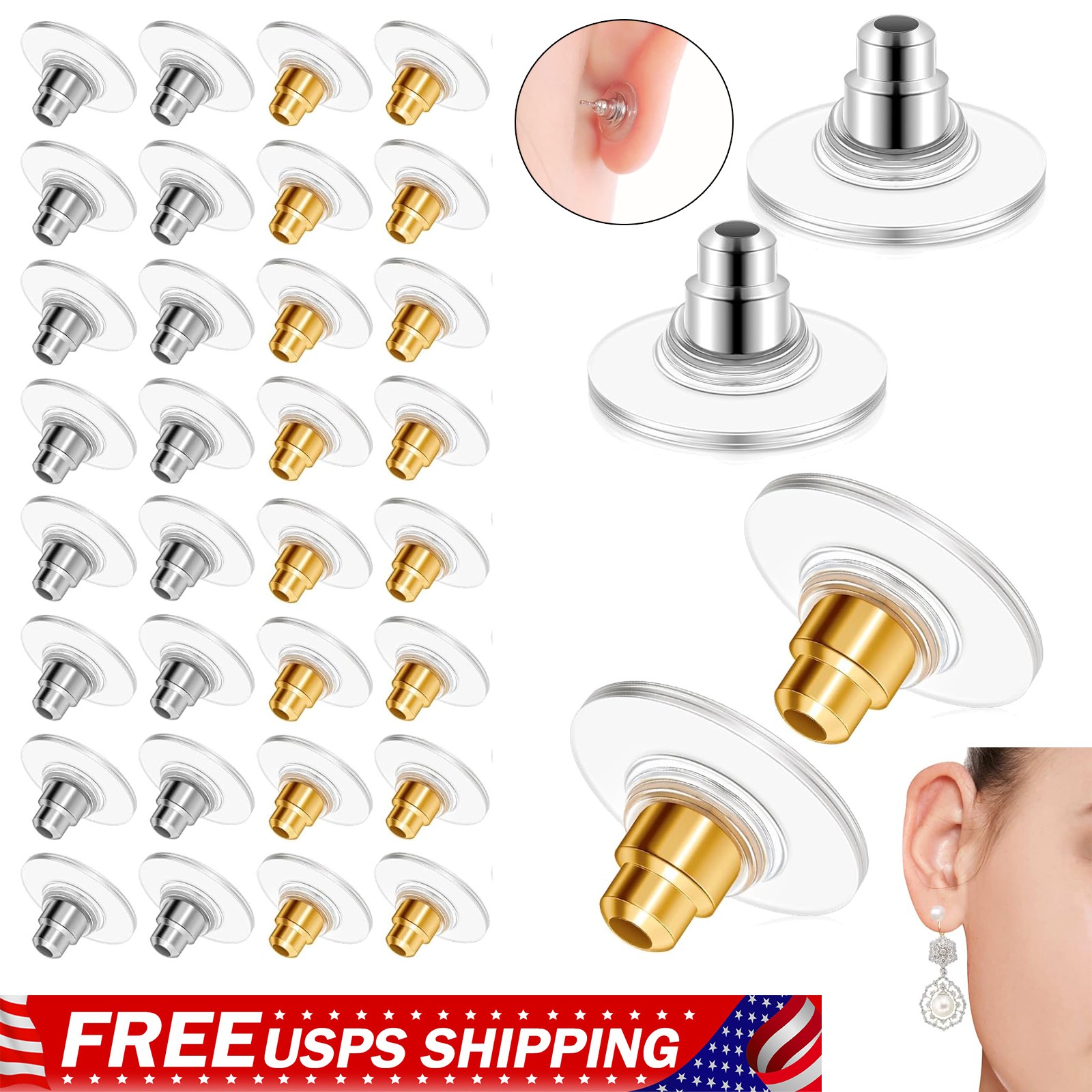 100/200*Earring Backs for Droopy Ears Backs Replacements for Heavy Bullet Clutch