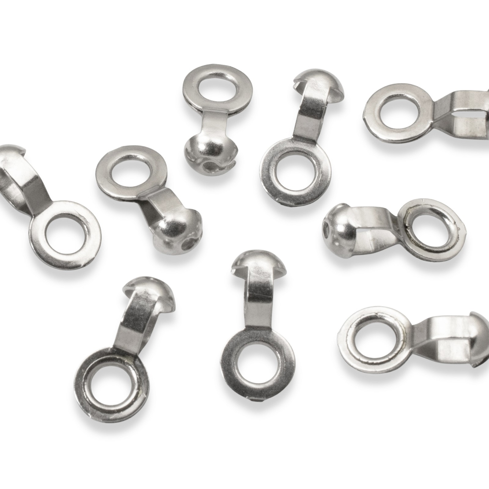 10 Nickel Plated Brass #6 Ball Chain Loop Connectors, Silver “A” Coupling