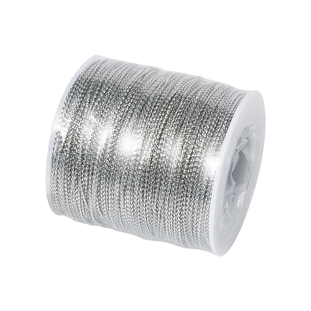 1 Roll Silver 1mm Jewelry Braided Thread Metallic Cords Jewelry Making 100m/roll
