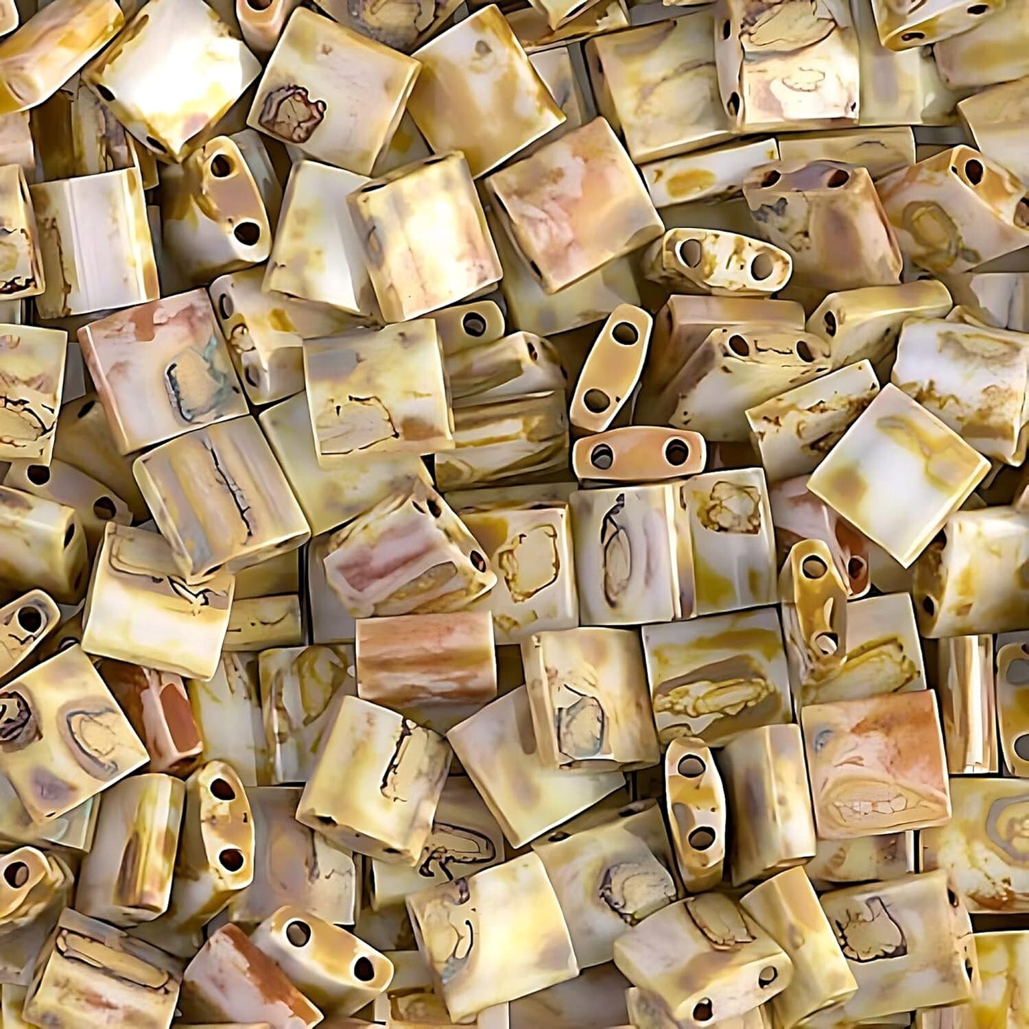 Miyuki Tila 2-Hole Square Beads 5mm Picasso Canary Yellow TL4512