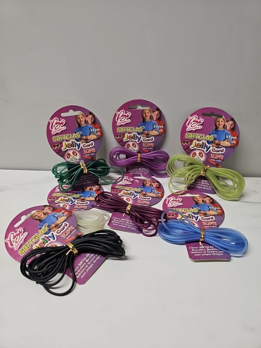 Lot Of Bo Danglers Softglas Jelly Cord 7 Packs Assorted Colors As Shown See Pics