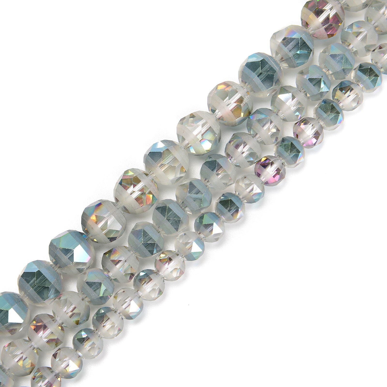 Multi-Color Crystal Glass Matte Faceted Round Beads 8mm 10mm 12mm 15.5″ Strand