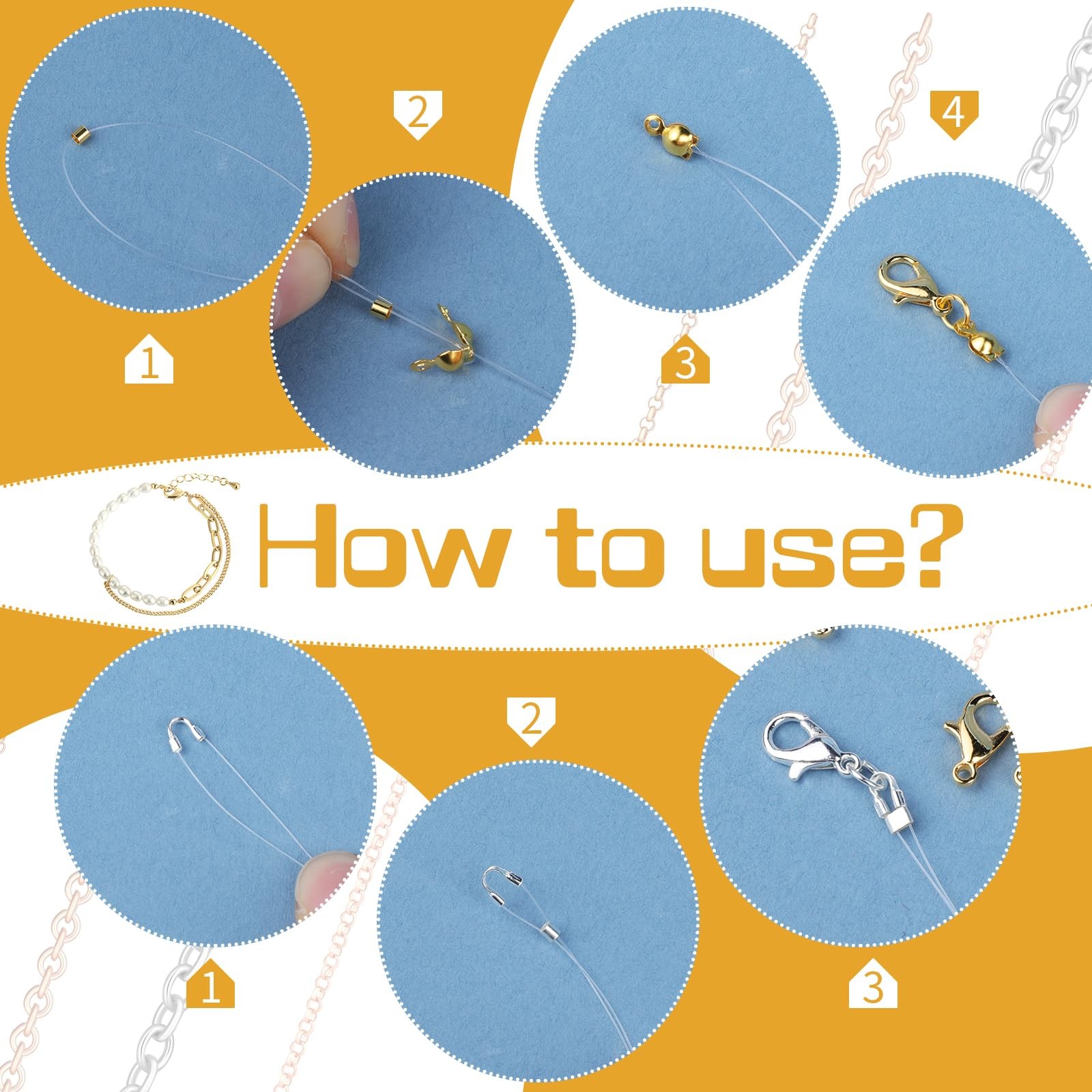 1320 PCS Crimp Beads for Jewelry Making Supplies Bracelet Clasps and Closures