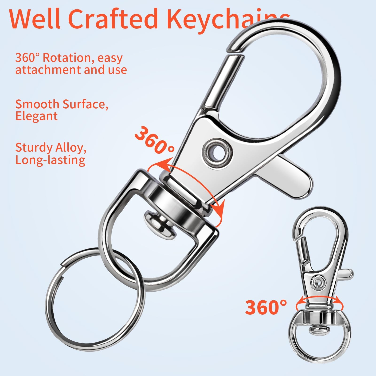 LEOBRO 60 PCS Swivel Snap Hooks and Key Rings, Keychain Clips Silver
