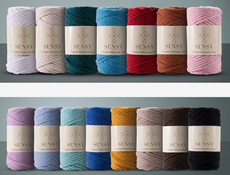 Macrame Cord Yarn Single Twisted 100 % Cotton 3.5mm 246ft Rope 20 Color Option