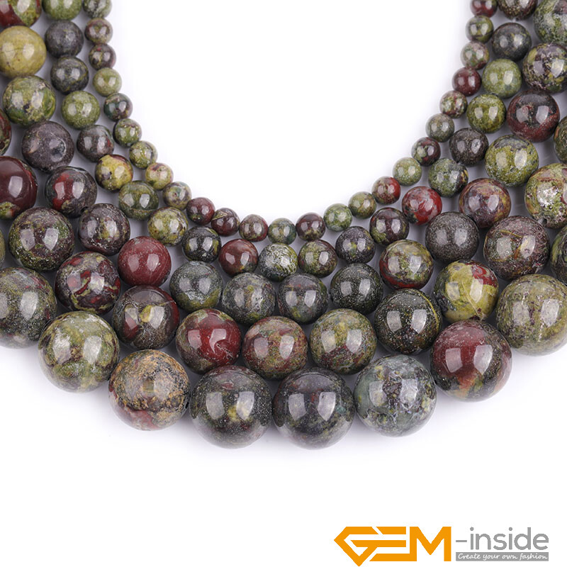 Natural African Dragon Bloodstone Jasper Gemstone Round Loose Spacer Beads 15″