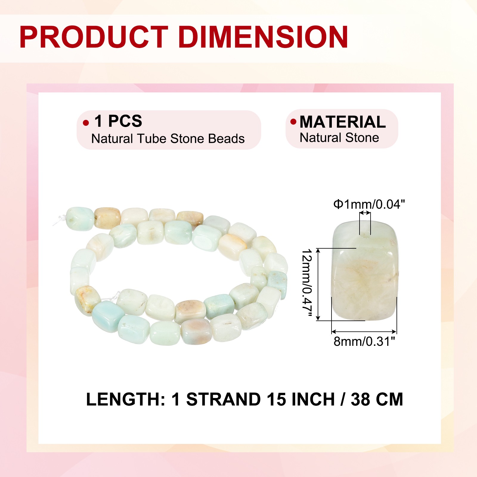 Natural Stone Gemstone Beads 15″ 12x8mm Cuboid Spacer Bead, Light Moss Green