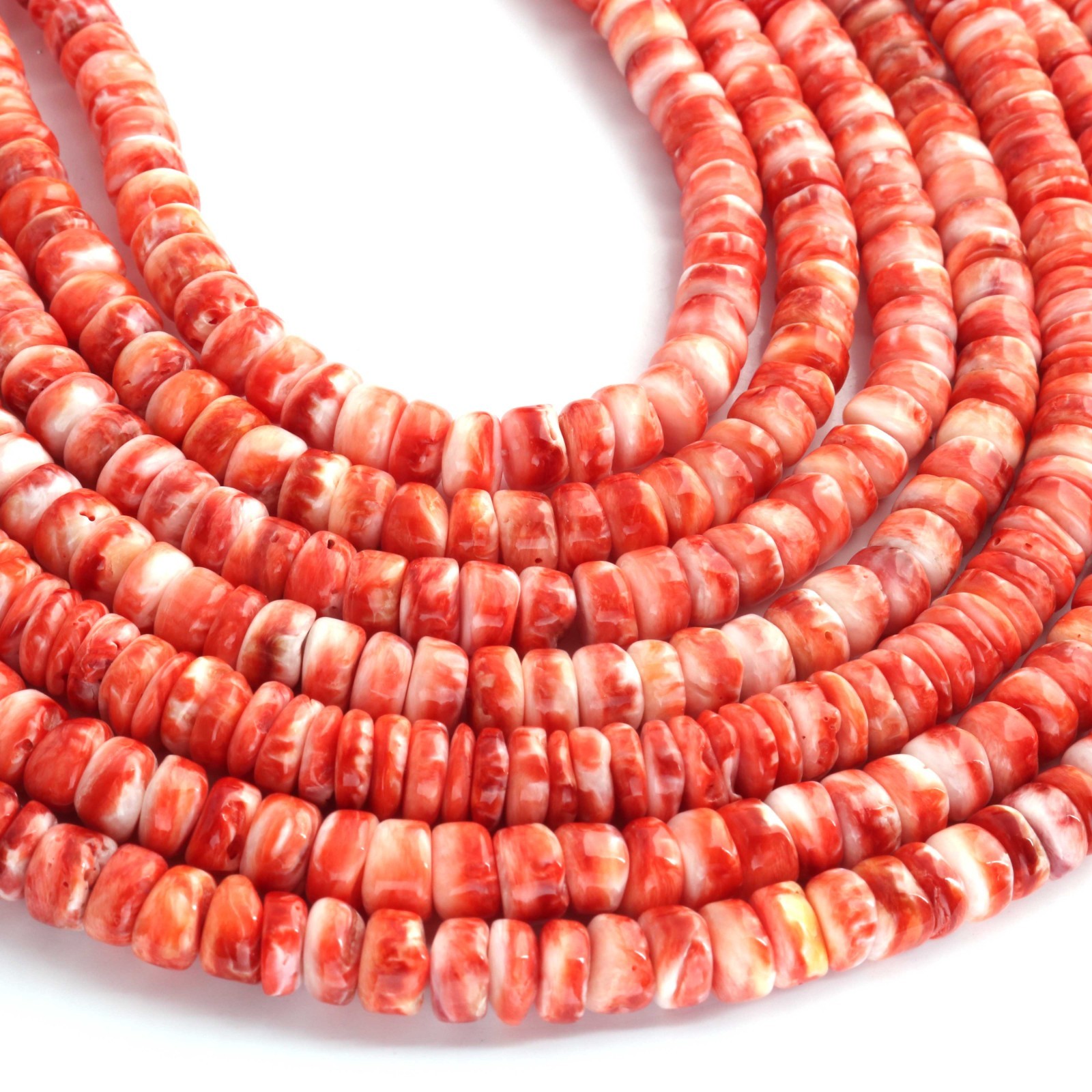 1 Strand Gigantic Red Spiny Oyster Shell Beads From Mexico Organic Thickness Nat