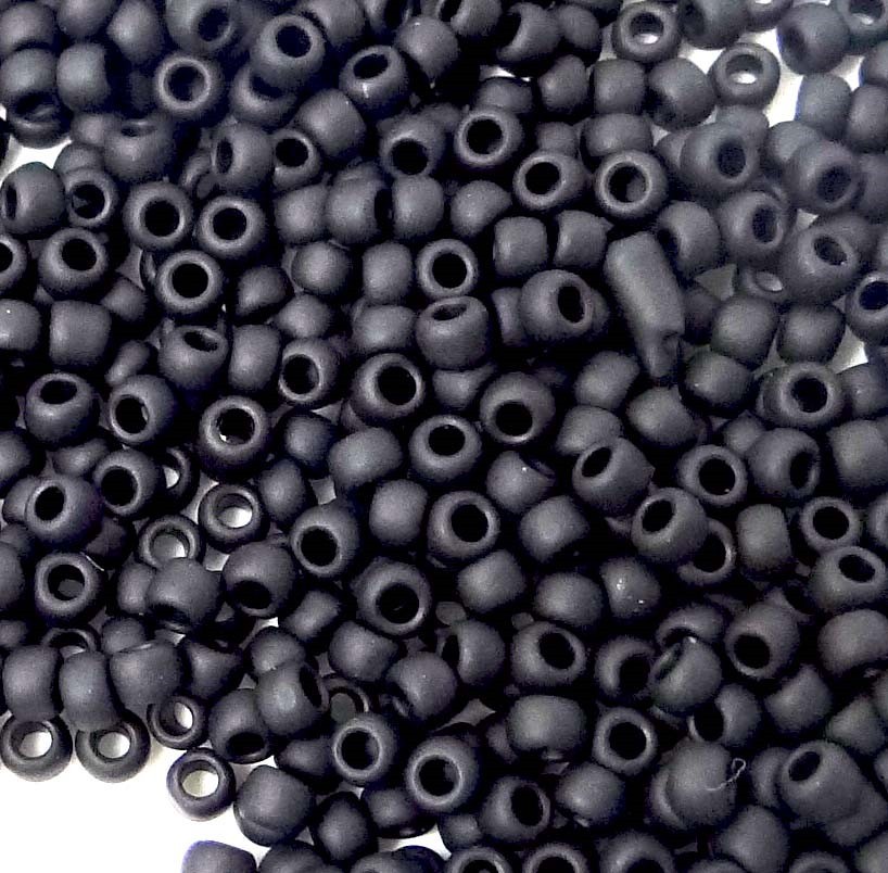 11/0 Japanese TOHO Glass Seed Round Beads Opaque – Frosted matte black 10-Grams