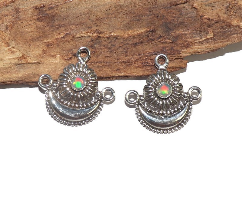 handmade jewelry making Natural opal supply sterling silver fire opal connector