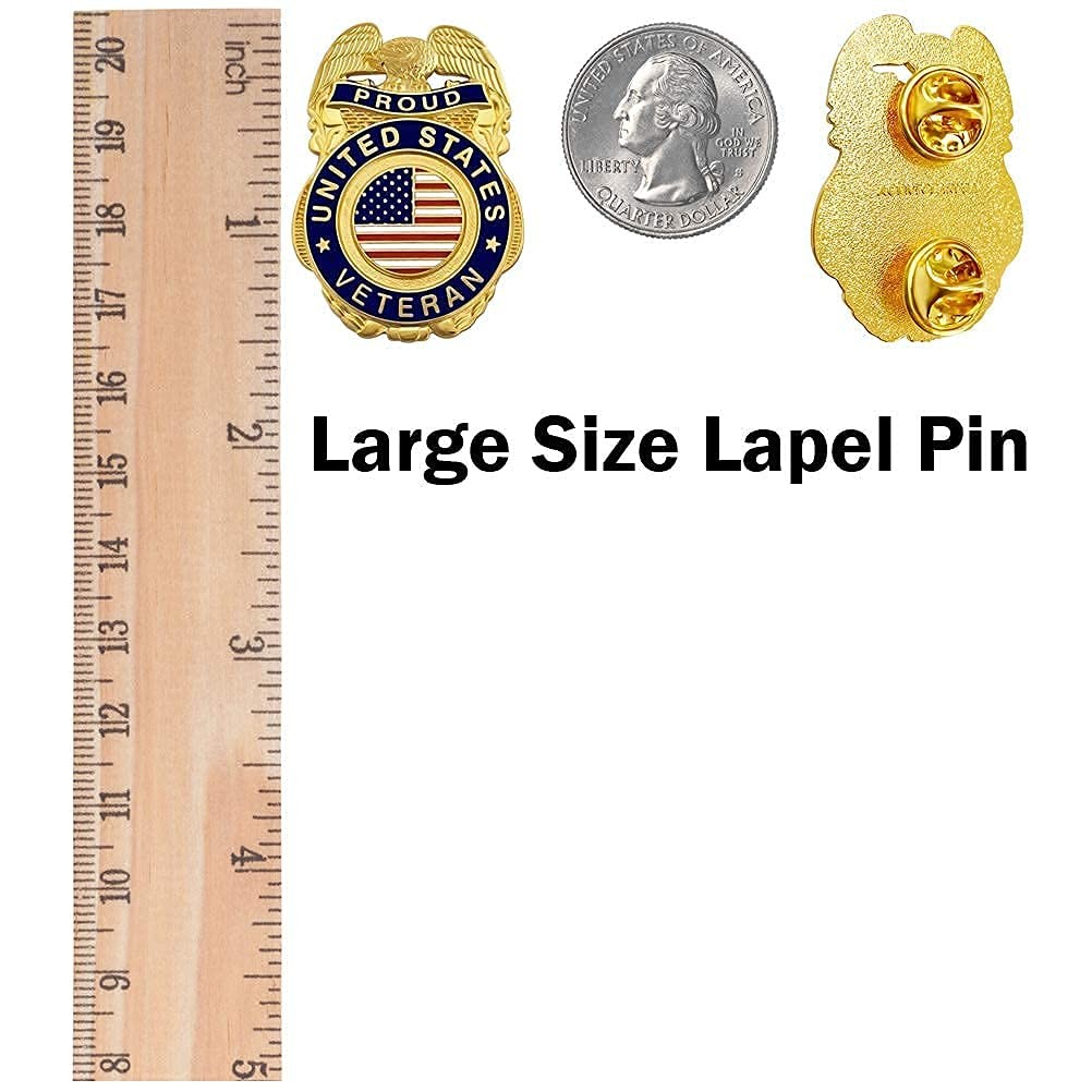 Veteran Pin Proud United States Military American Flag Veteran Lapel Pin (Gold)