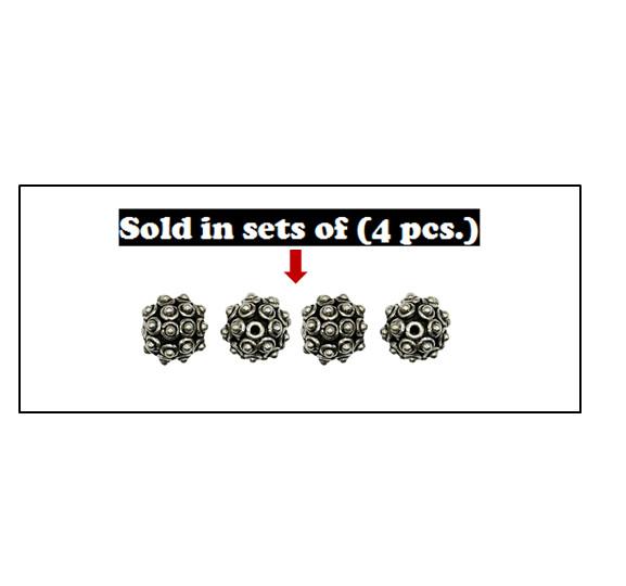 4 Pieces | 925 Sterling Silver | 10 mm Bumpy Bali Bead