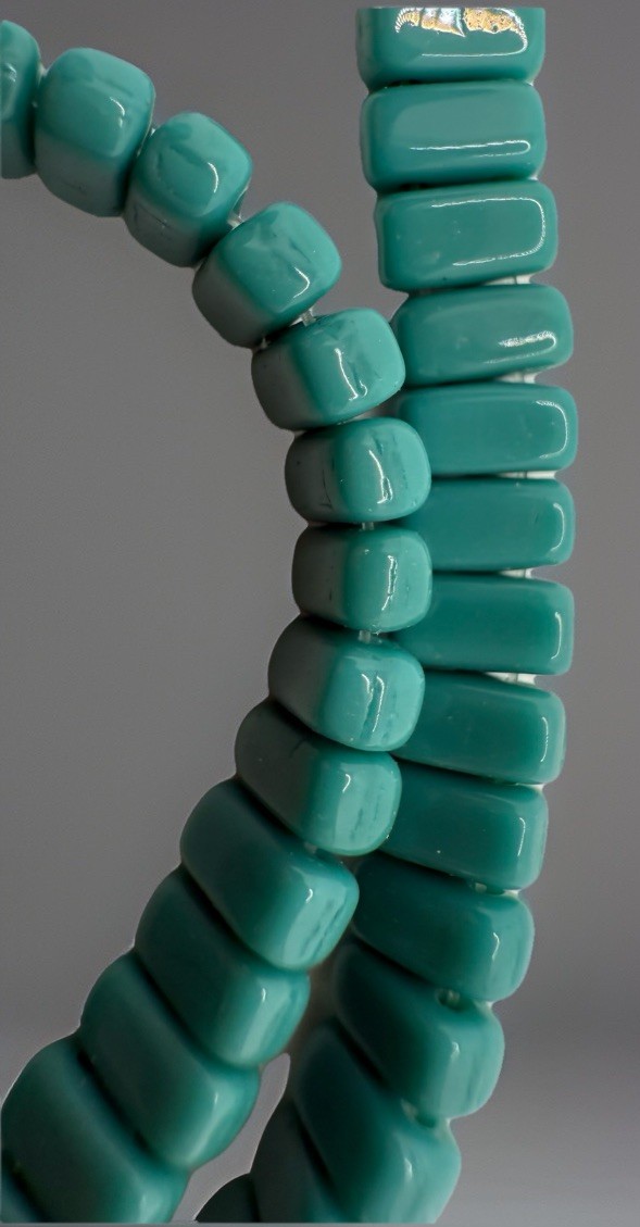 Czech Glass Beads Glossy Turquoise 2 Hole Rectangle 6mm Qty:16