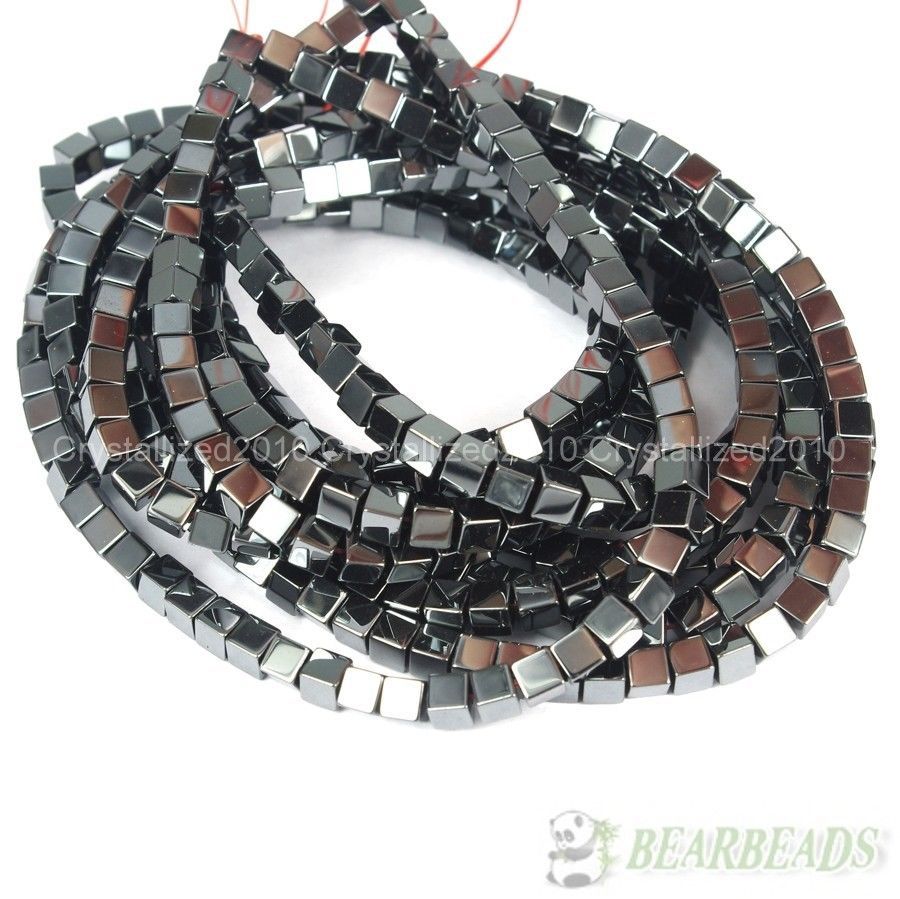 Natural Hematite Gemstone Square Cube Silver Gold Multi-color Beads 16″ Healing