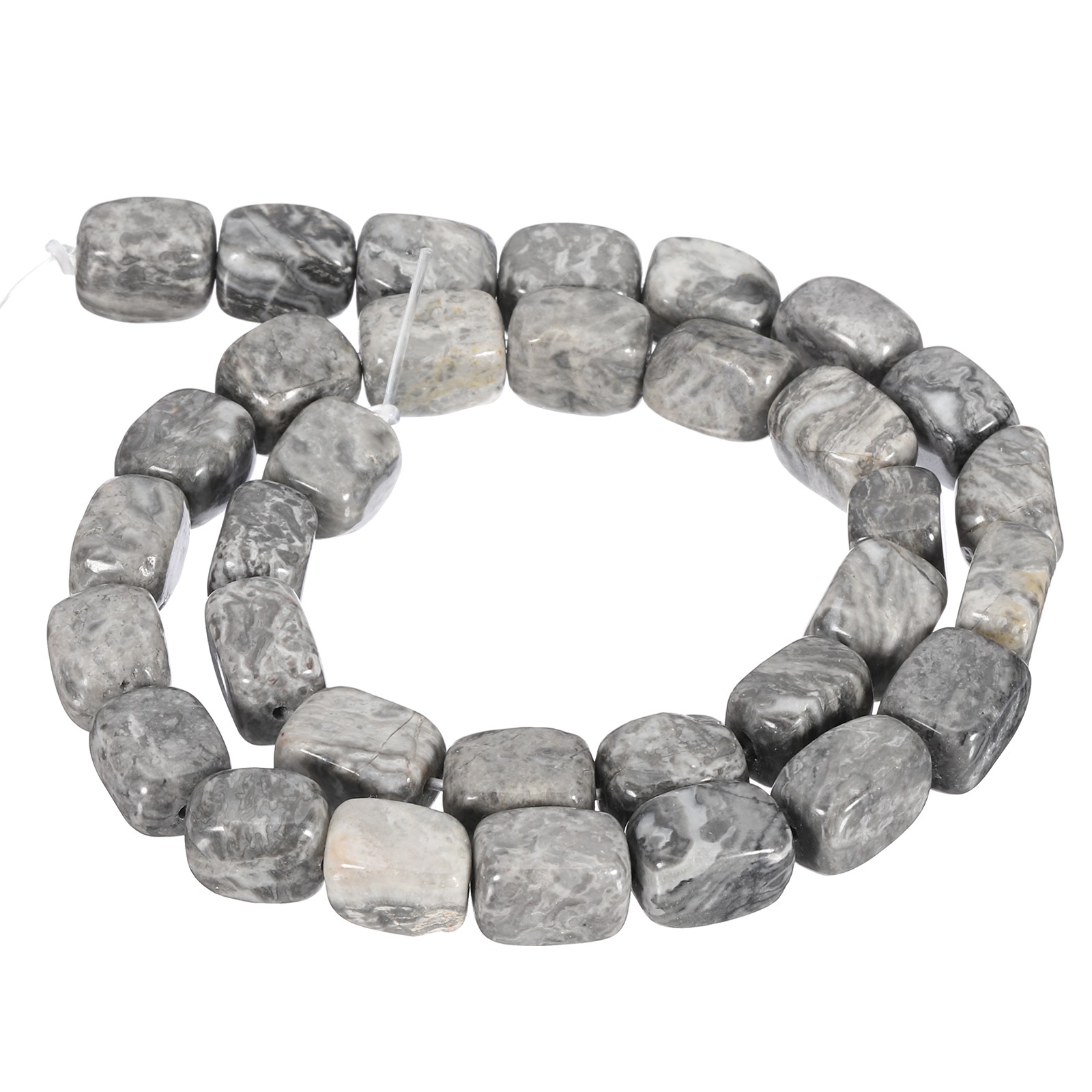 Natural Stone Gemstone Beads 15″ 12x8mm Cuboid Spacer Bead, Marble Gray