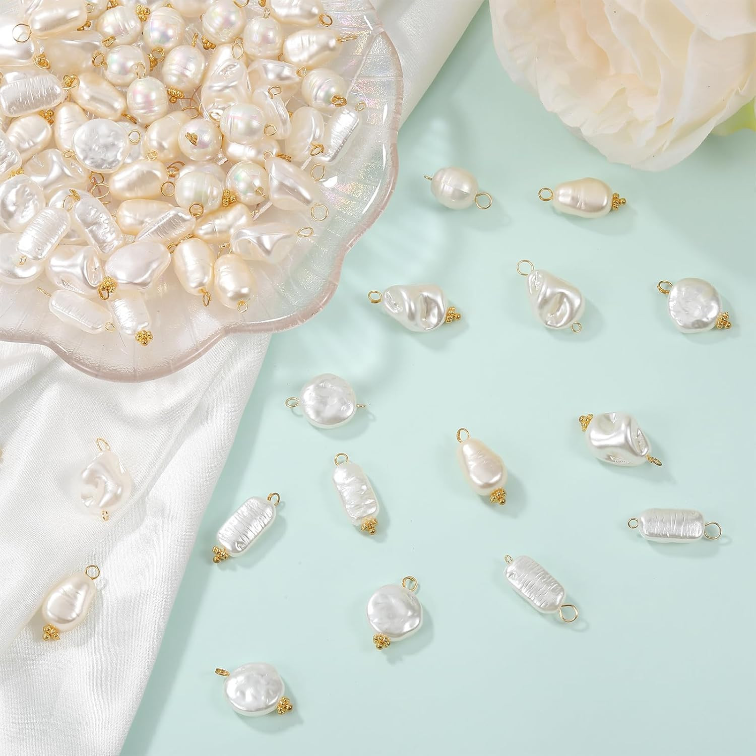 100 Pcs Pearl Charms Craft Pearls Pearls for Jewelry Making ABS Plastic Pearl Be