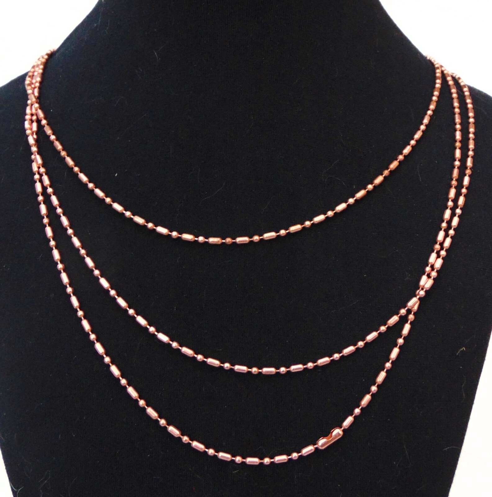 100 feet COPPER Ball Chain Bar + Ball Bead~ 2.4mm w/ 100 Connectors Made in USA