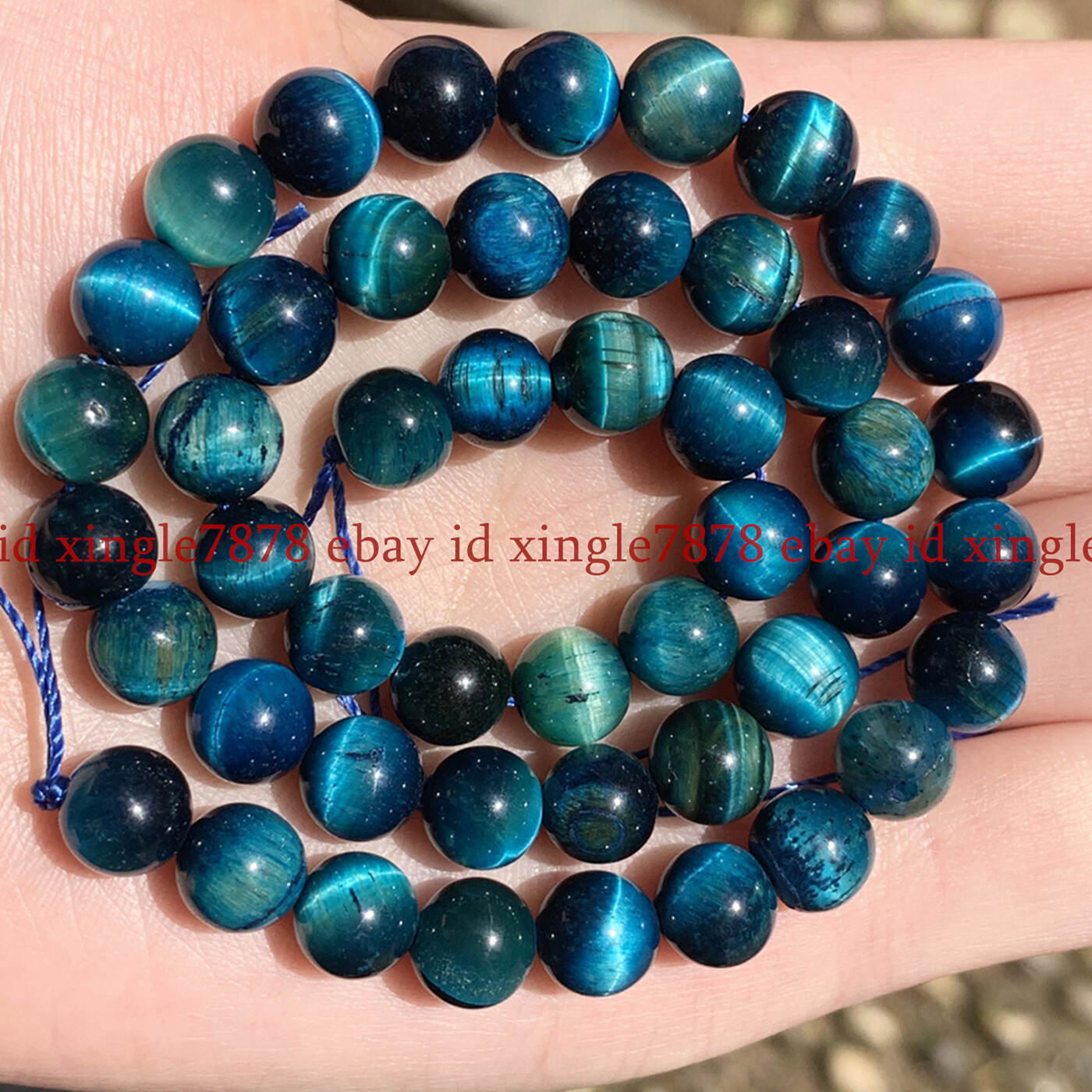6/8/10/12mm Natural Sky Blue Tiger’s Eye Gemstone Round Loose Beads 15″ Strand