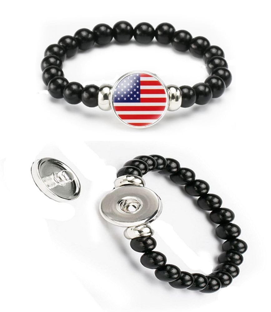 America United States USA Flag Bracelet Elastic Rope Beaded Bracelet Support You