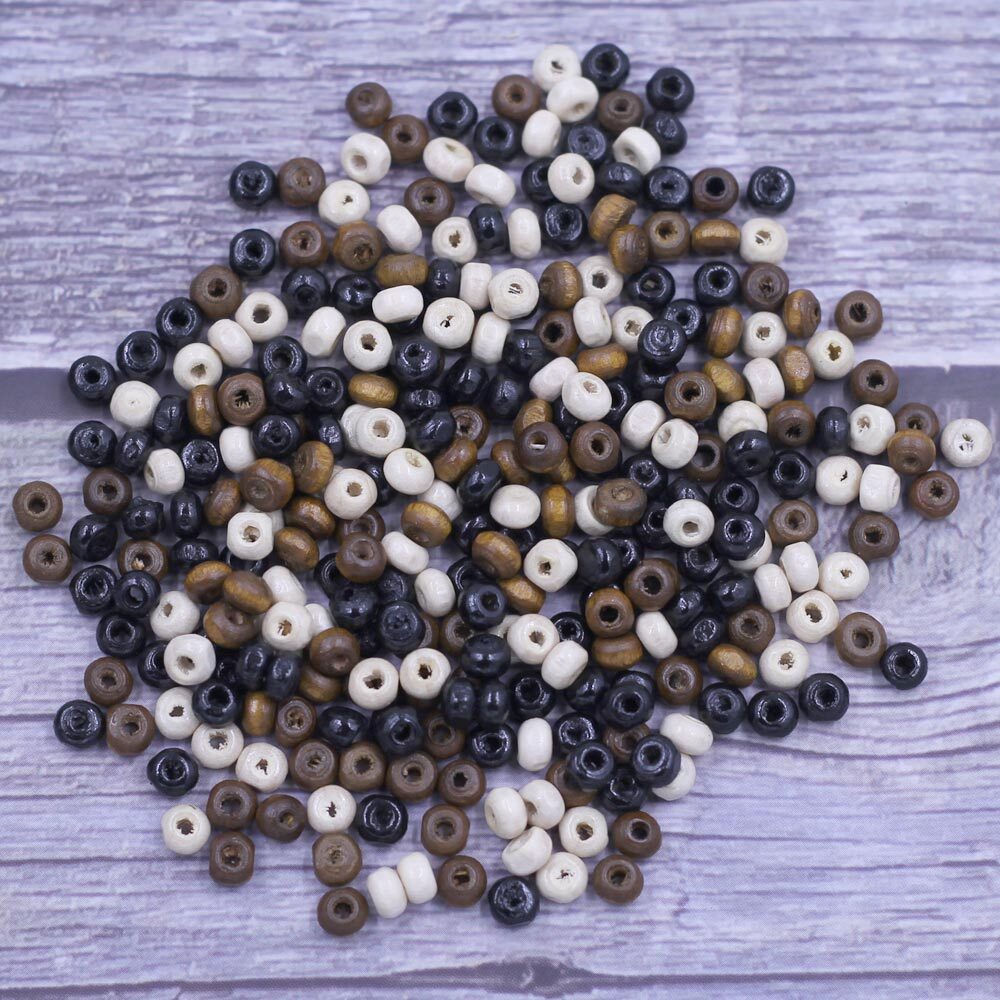 900Pcs Wood Spacer Beads Wooden Round Tiny Mixed Craft Jewelry DIY Finding 4x3mm