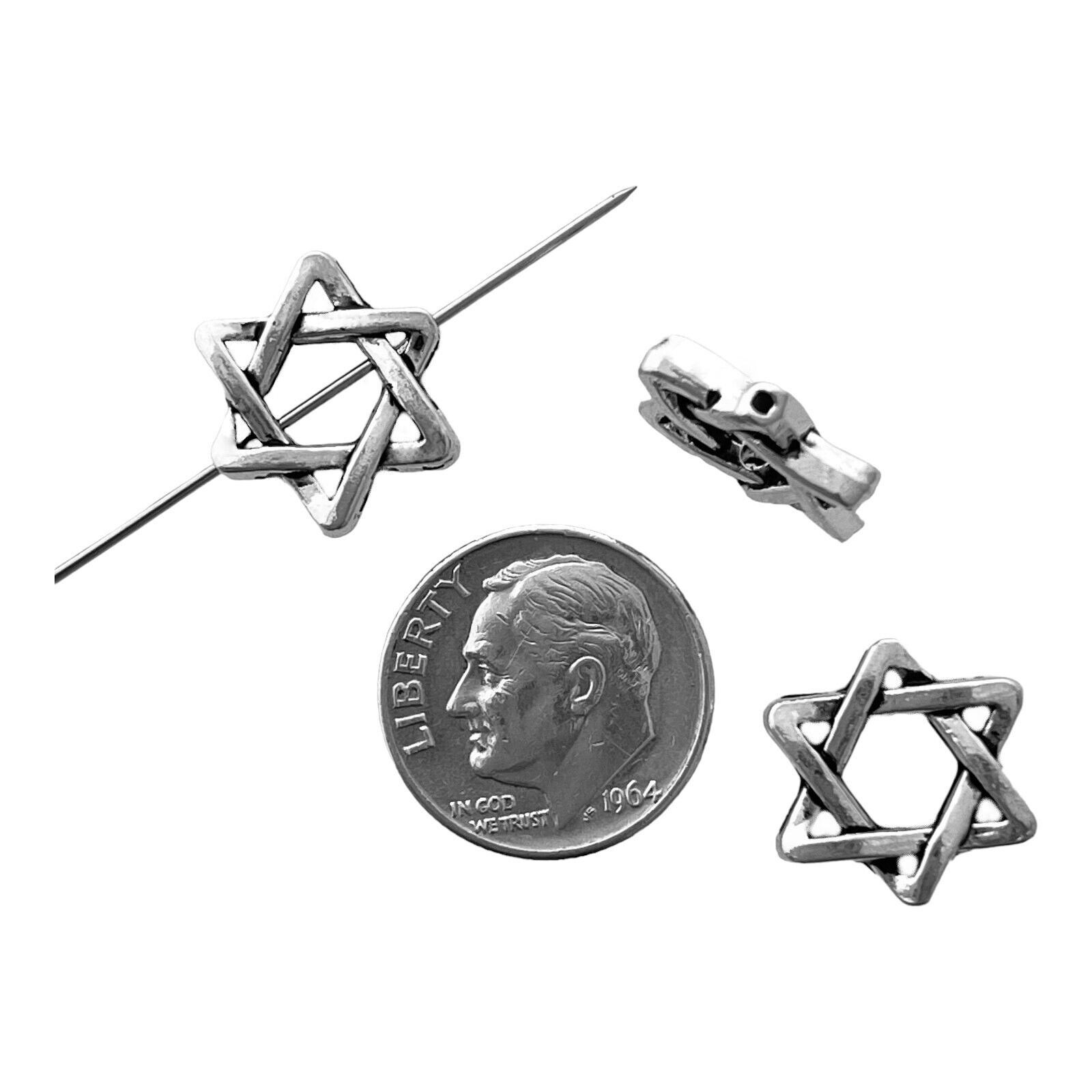 10 pcs Star of David Bead Frame Spacer Beads Israel Silver 15mm Beading Supplies