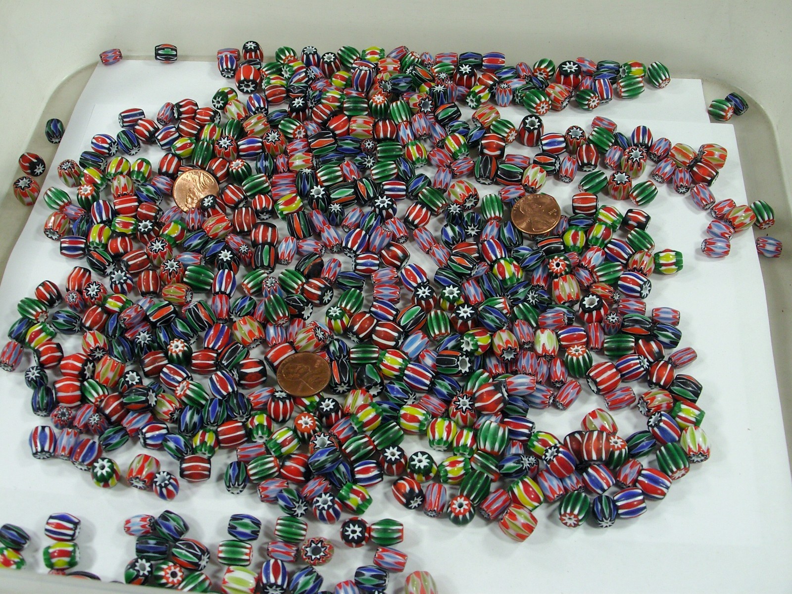 2 Pounds Assorted India Handmade Chevron Glass Beads Wholesale Bulk (KPX-58) ⭐