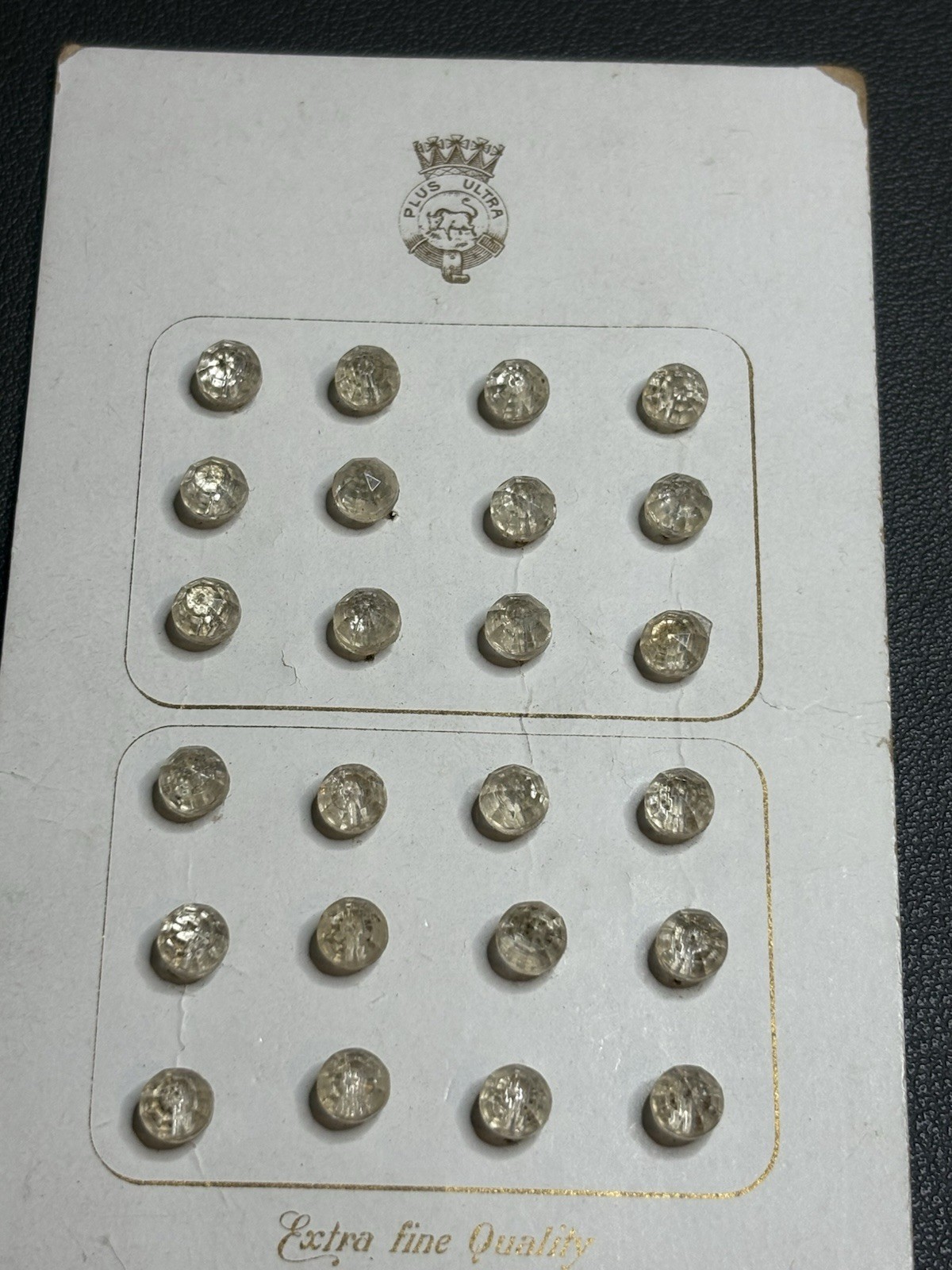 Antique Vintage Set 24 Austrian Faceted Crystal Ball Buttons Original Card lot
