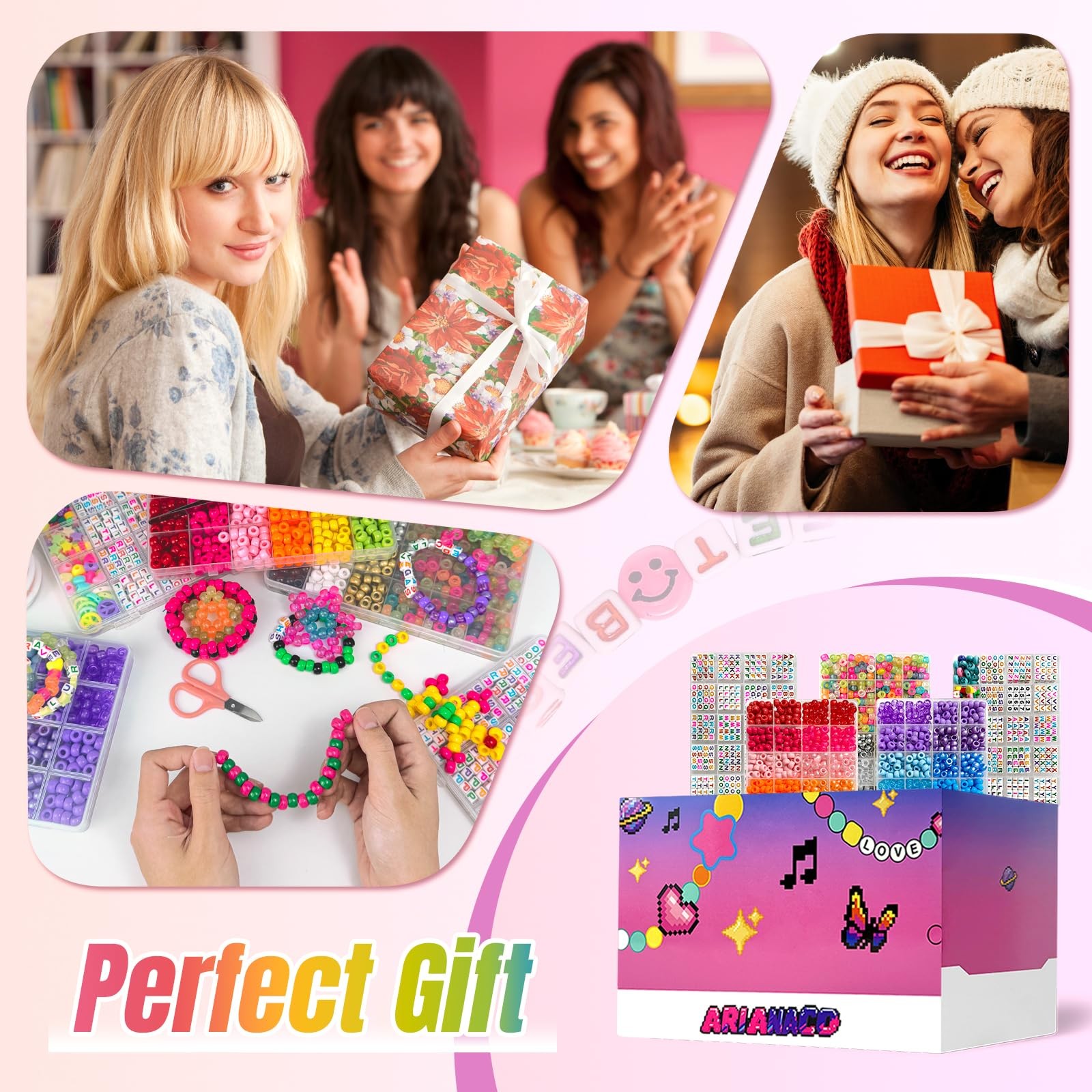 Pony Beads for Bracelet Making Kit with Letter Beads for Friendship Bracelets…