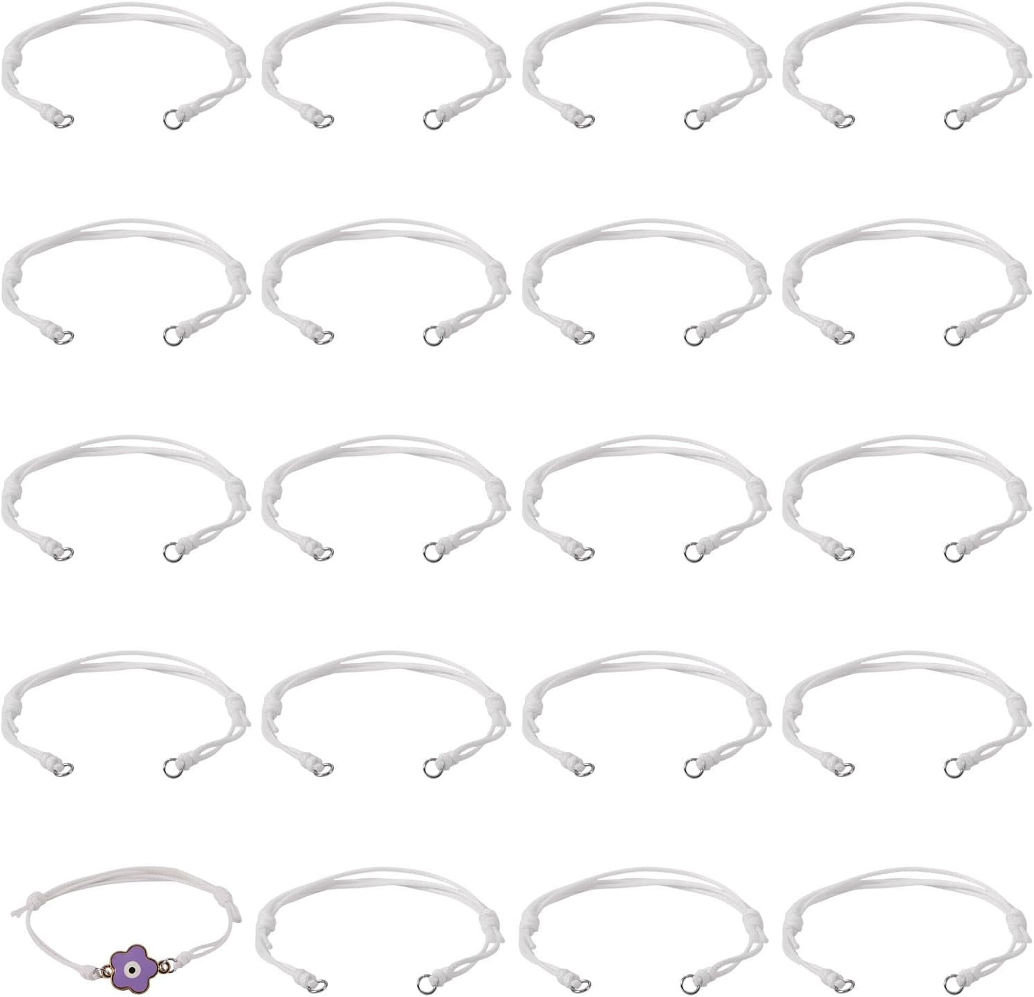 20Pcs Waxed Polyester Braided Cord Bracelets Adjustable Wave Rope Thread Cords w