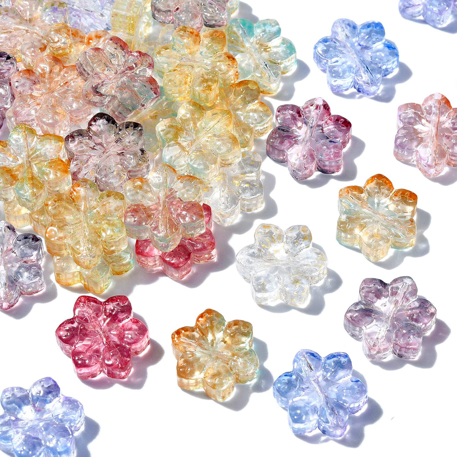 100pcs Clear Flower Bead Snowflake Spacer Bead for Jewelry Necklace Bracelet DIY