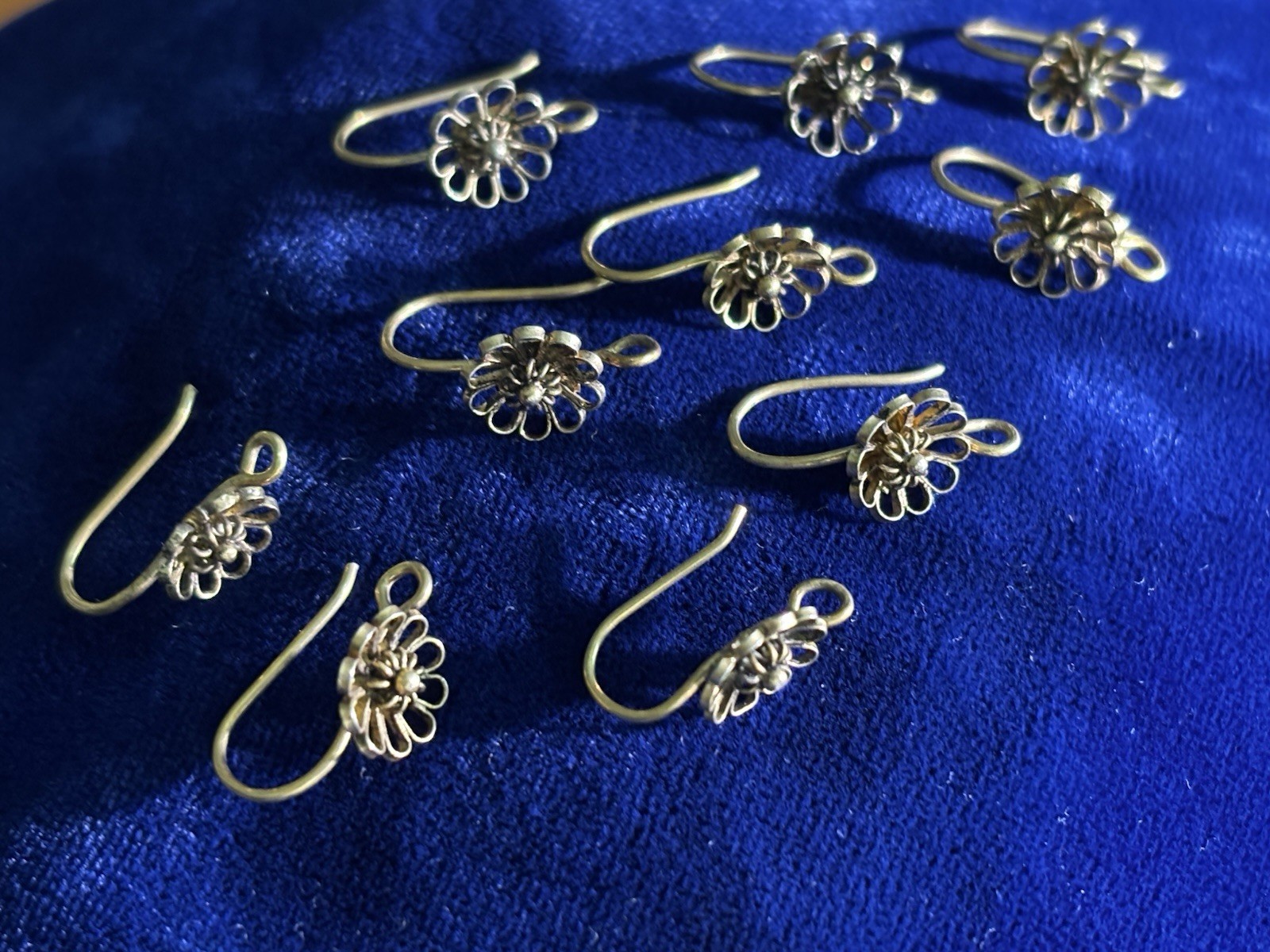 5 pairs sterling silver vermeil earring hooks wires, vintage Israel findings