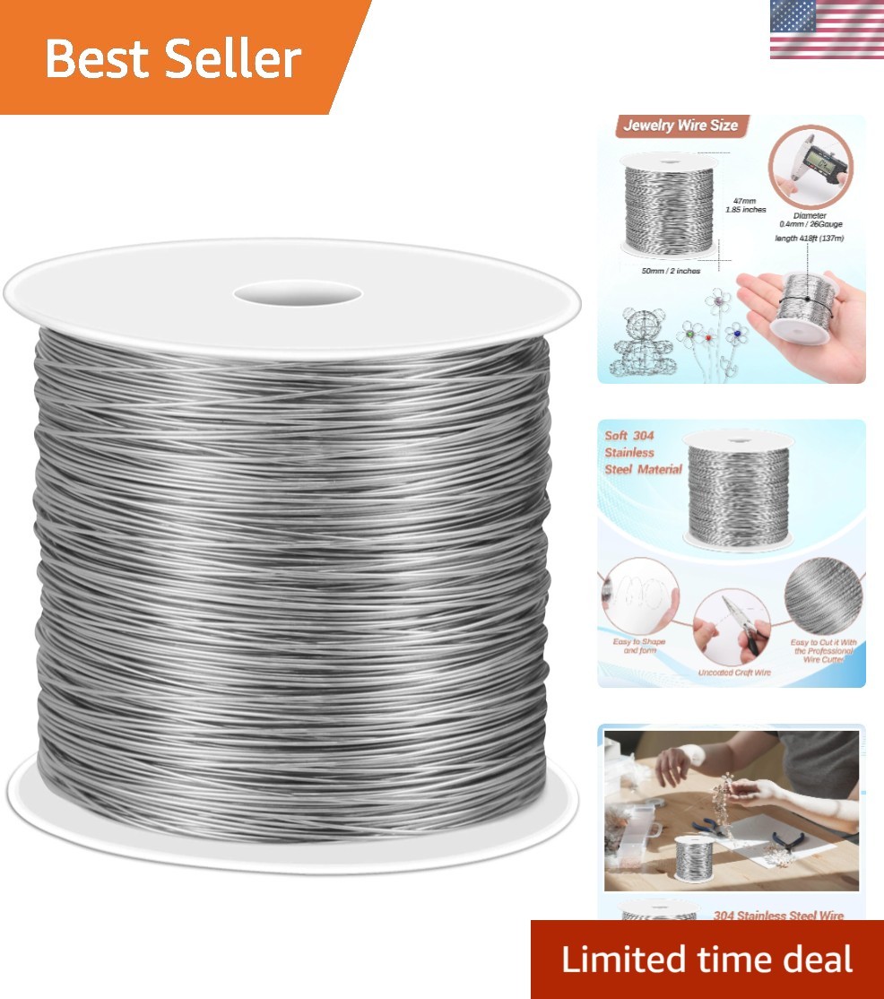 26 Gauge Stainless Steel Wire for Jewelry Making, Bailing and Craft