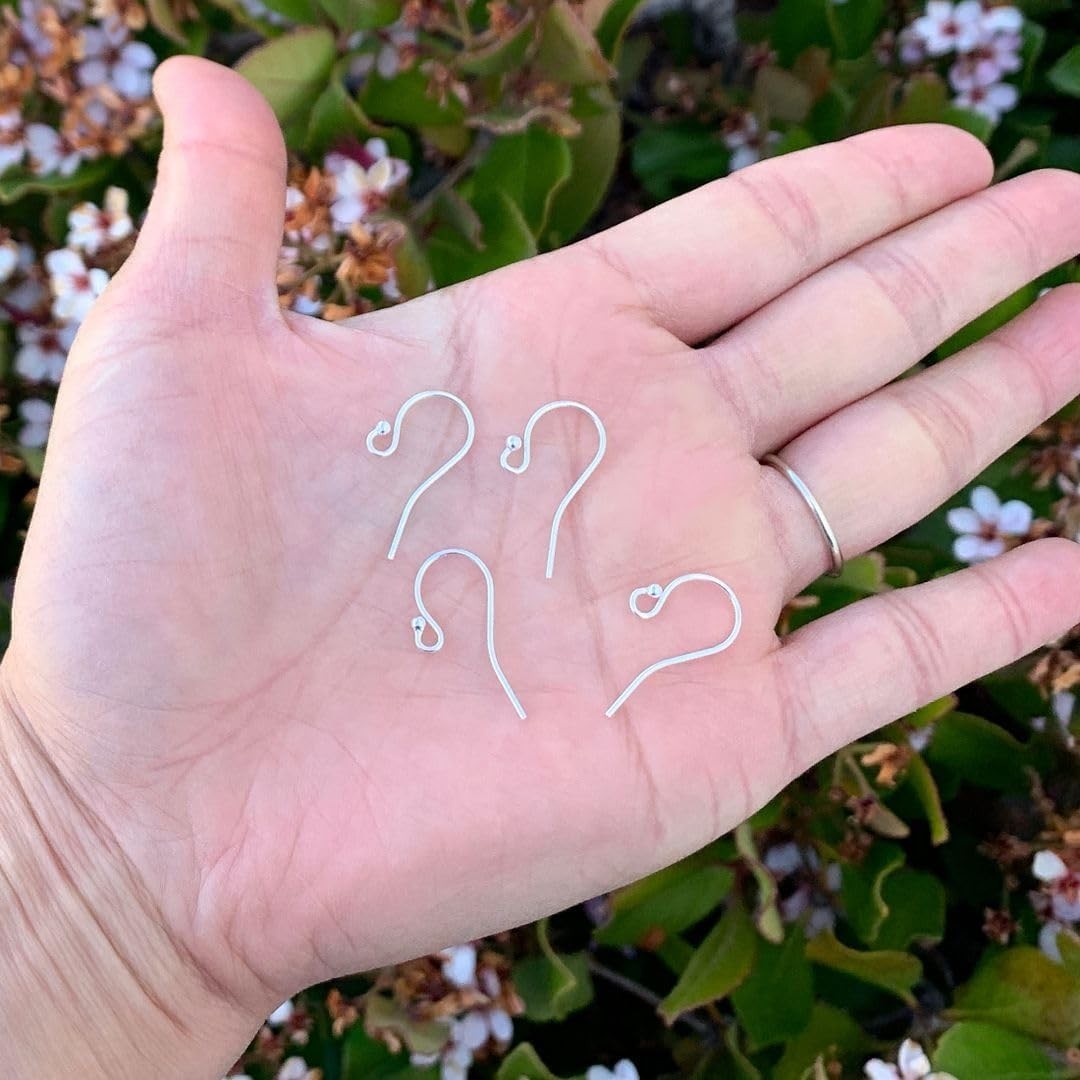 20 pcs Polished Sterling Silver Ear Wire Fish Hooks – Perfect for Sensitive Skin