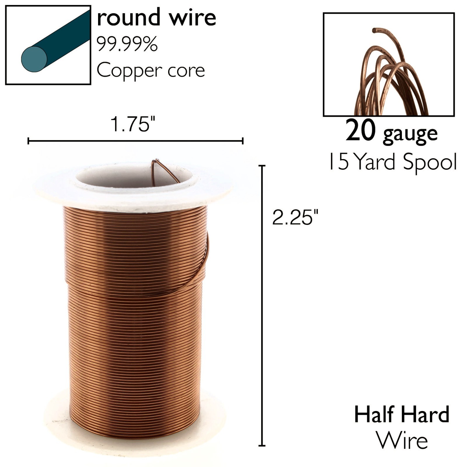 Wire,15 Yard BeadSmith Tarnish Resistant Antique Copper 1/2 Hard 20 Gauge DIY