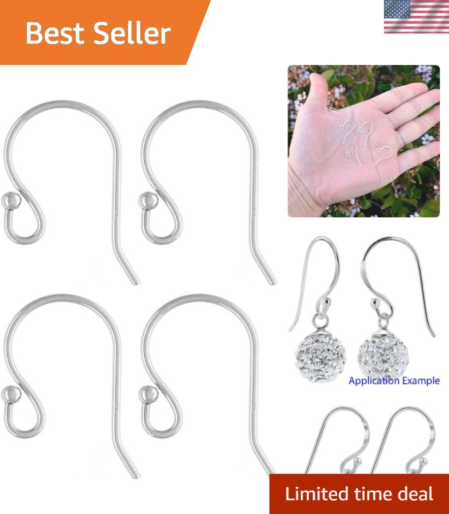 20 pcs Polished Sterling Silver Ear Wire Fish Hooks – Perfect for Sensitive Skin
