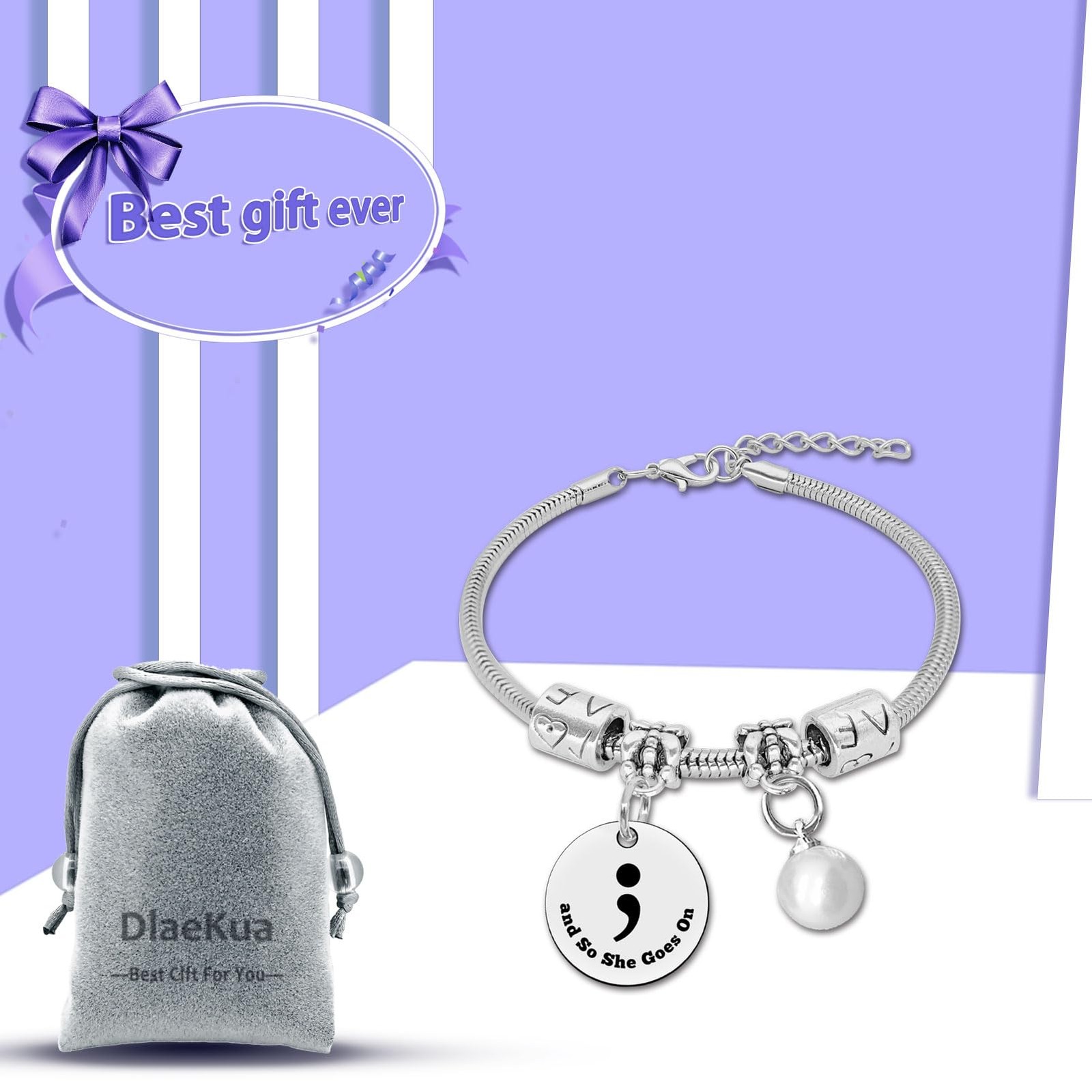 Mental Health Gifts for Women Semicolon Bracelet Inspirational Gifts for Depress