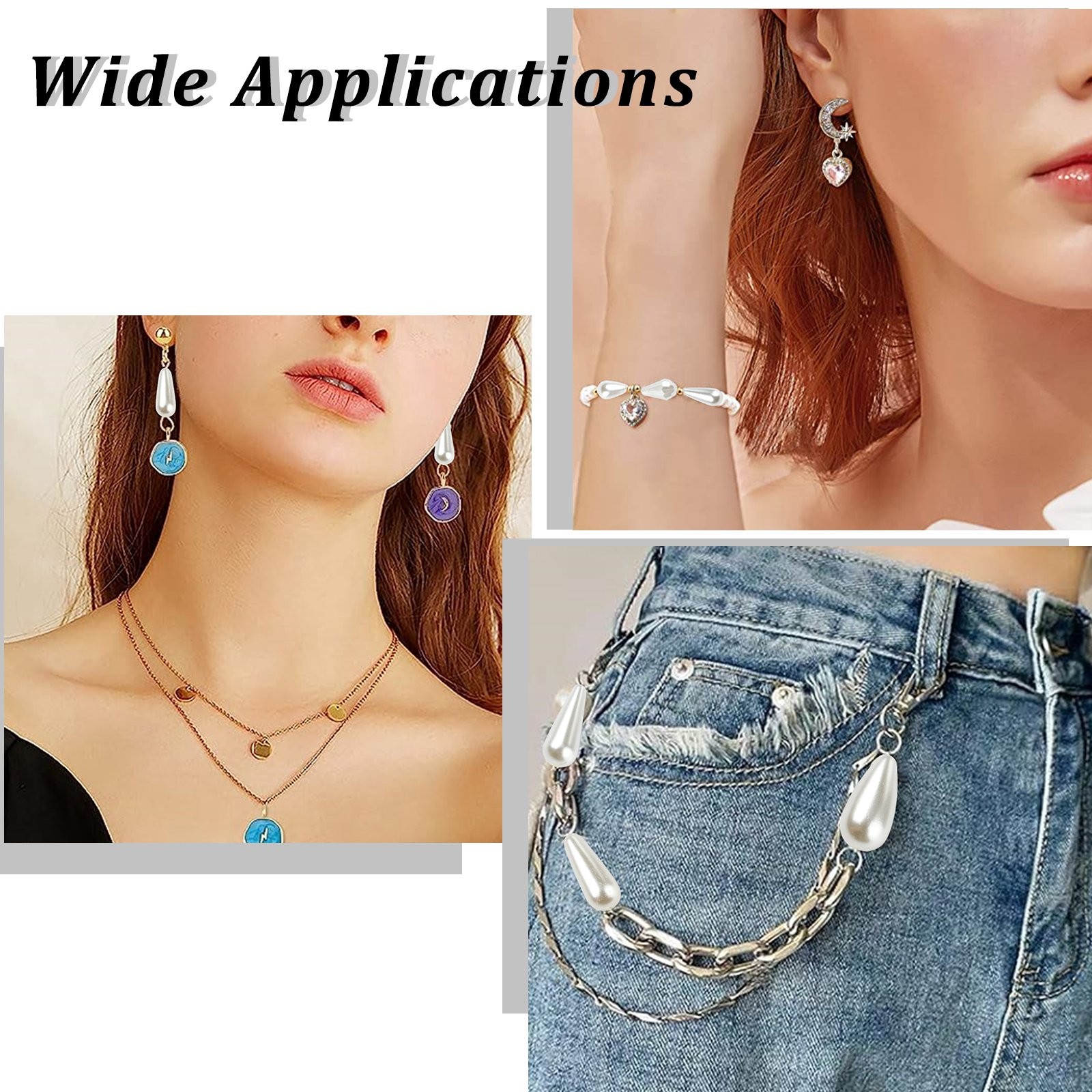 180pcs Teardrop Bead Water Drop Shape Bead Plastic Pearl Loose Beads for Jewelry