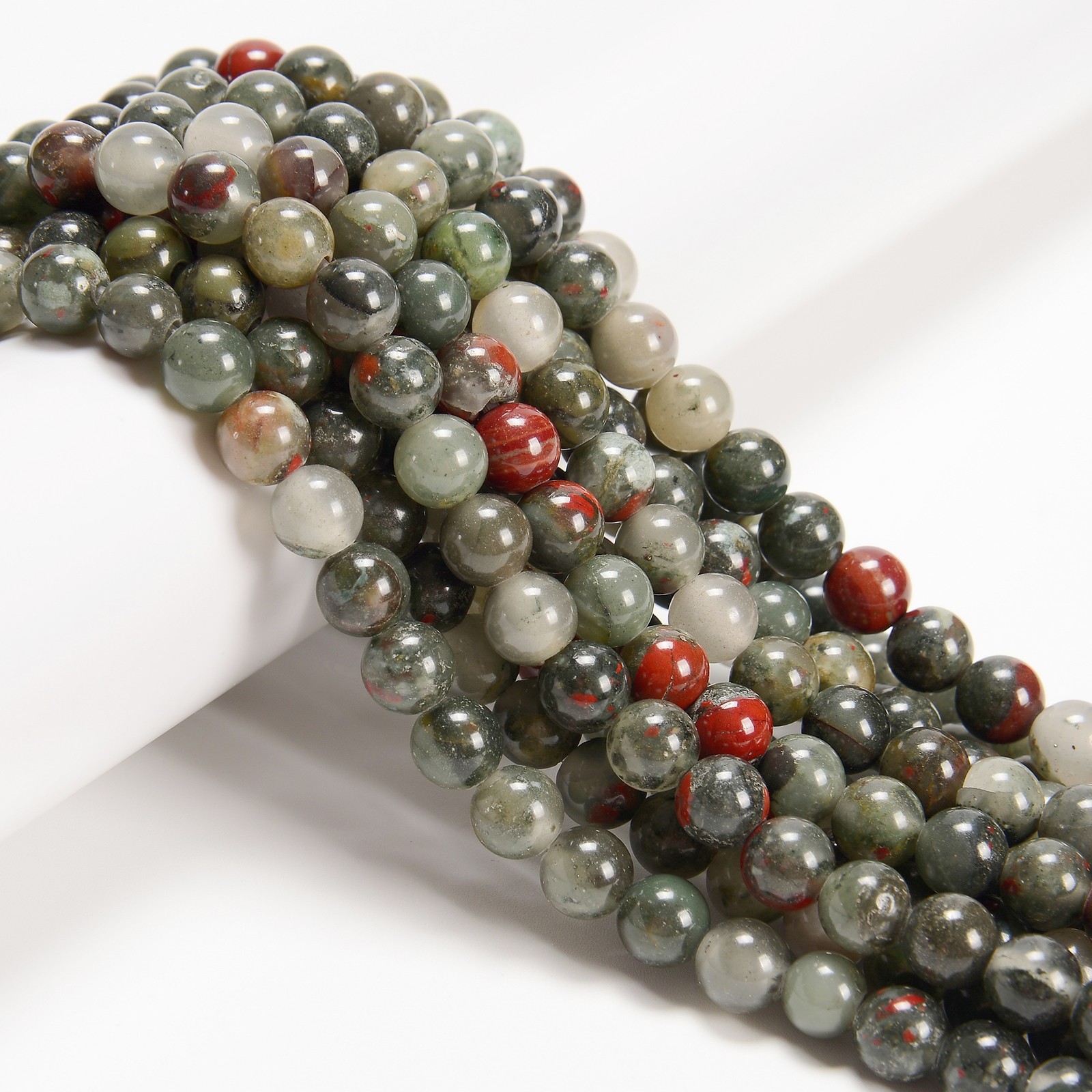 2.0mm Hole African Bloodstone Smooth Round Beads 8mm 10mm 15.5″ Strand