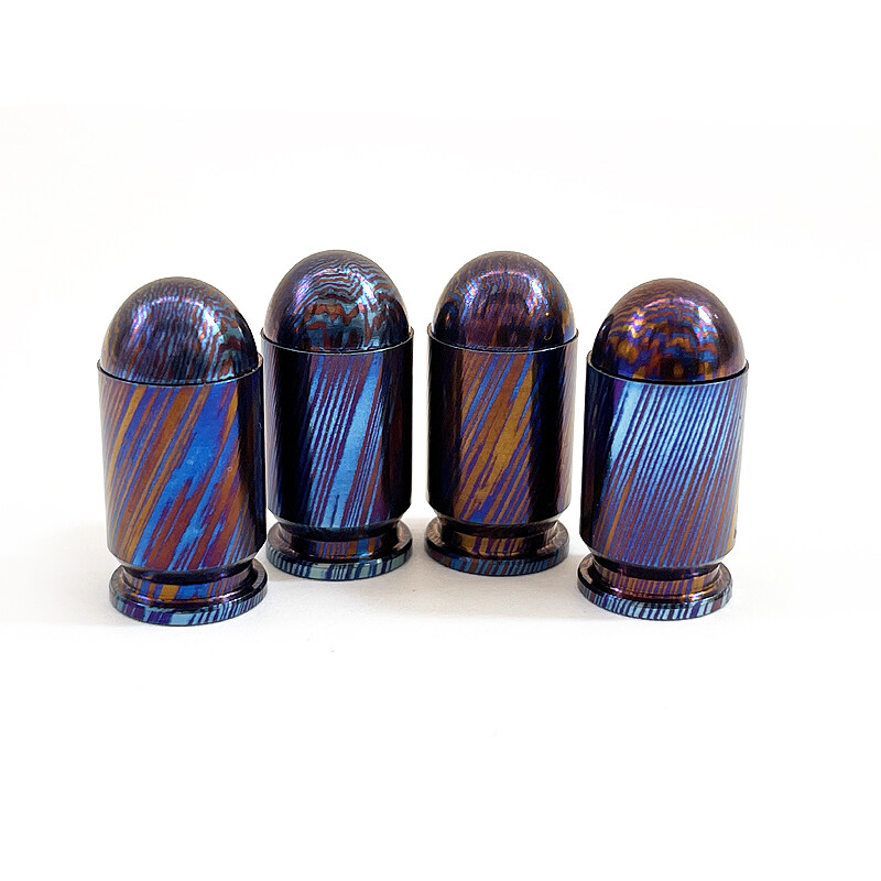 EDC 1PC Titanium Damascus Bullet Shape Knife Lanyard Bead Paracord Pendant Craft