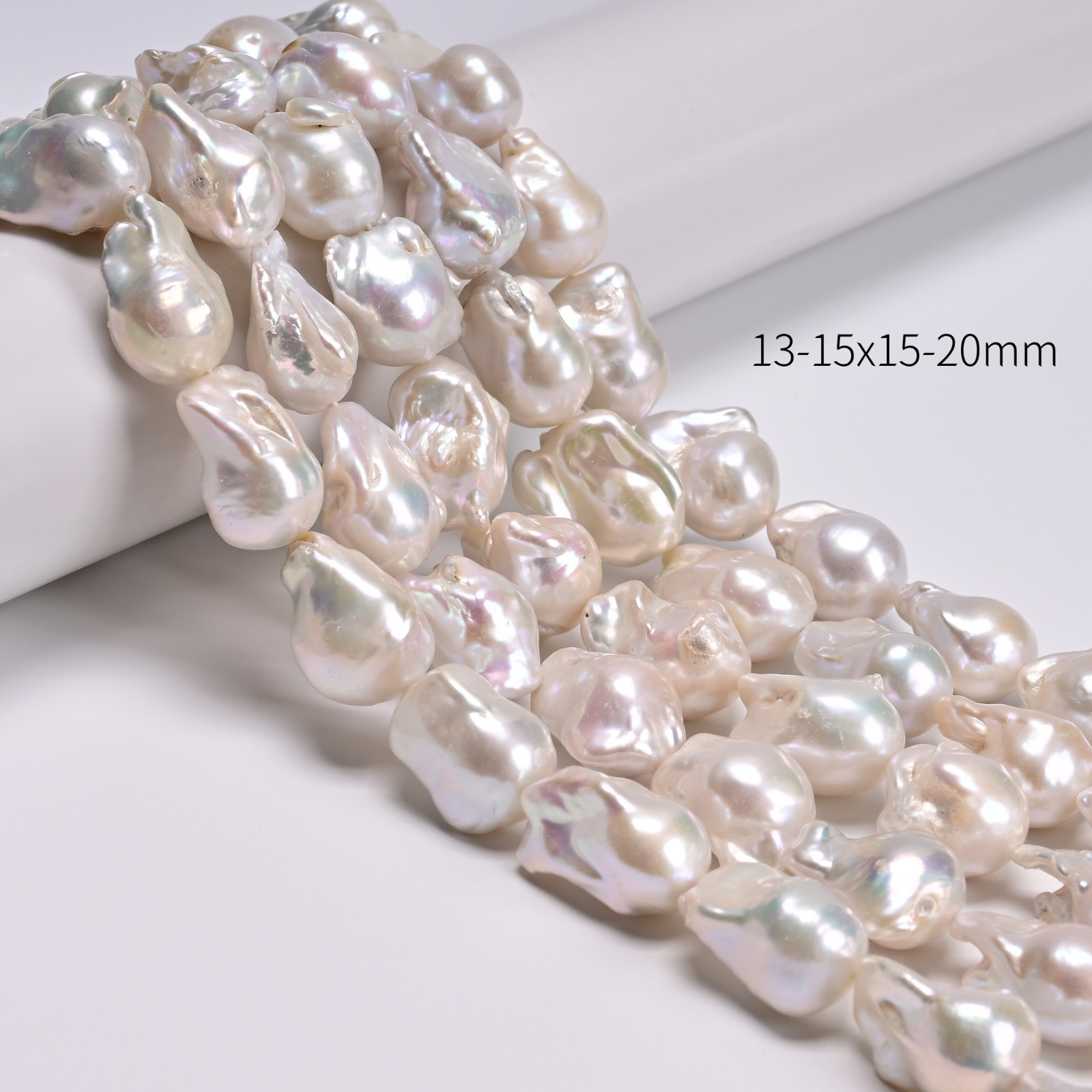 Grade A Natural White Fresh Water Pearl Baroque Beads 13-15×15-20mm 16″ Strand