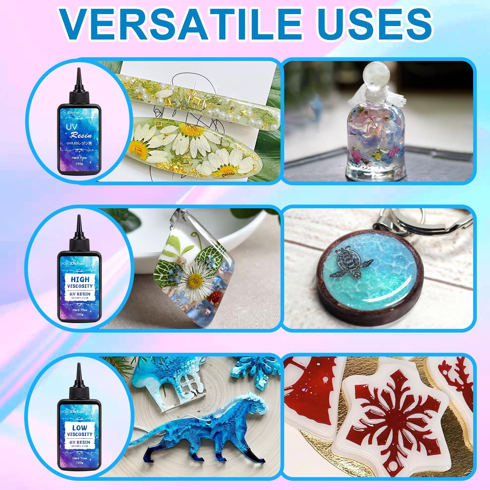 JDiction UV Resin Trio Bundle – 300g Total – Regular, High Viscosity/Thick an…