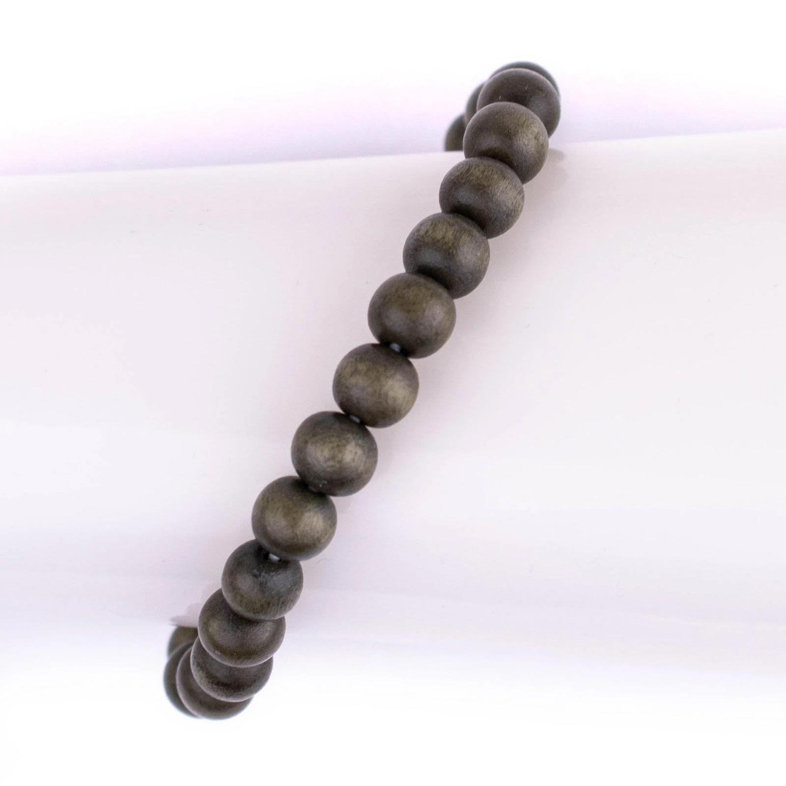 Olive Green Wood Bracelet 8mm Round Large Hole