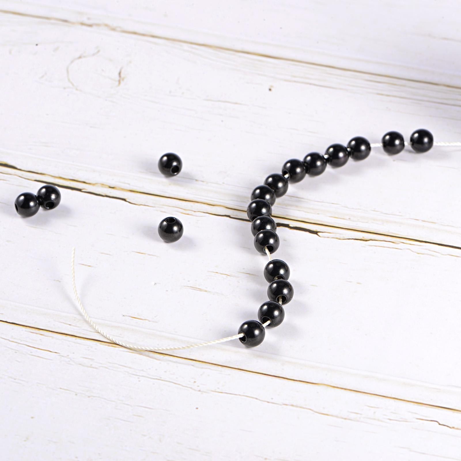 20pcs Beads 8mm Stainless Steel 3mm Hole Dia Bead for DIY Crafts Black