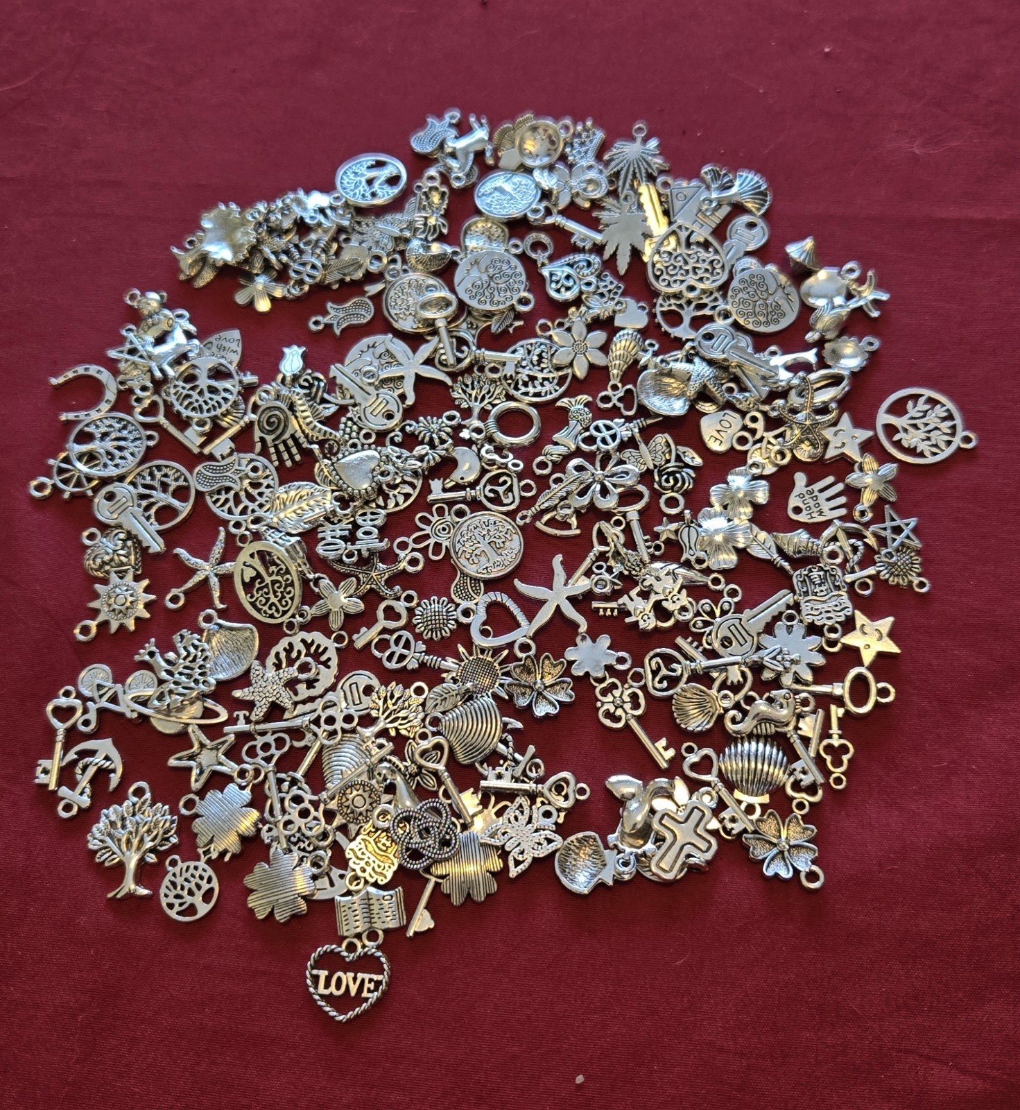 10 Mixed Charms Silver Pendants Random Mix