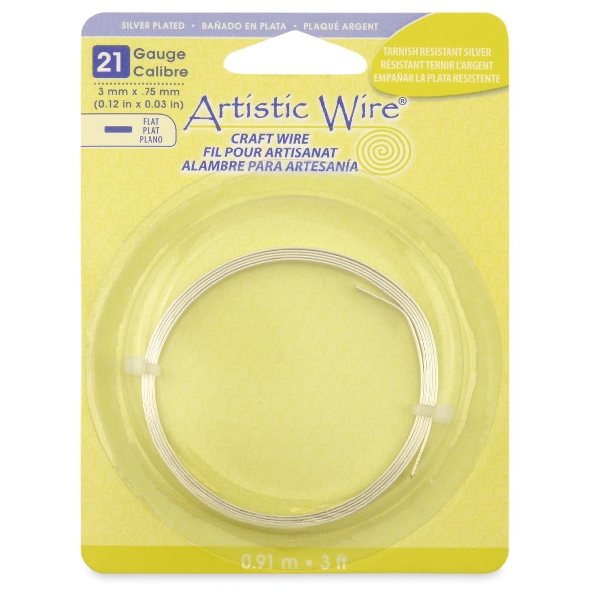 21 Gauge Flat Silver Plated Wire Tarnish Resistant 3 mm × .75 mm 3 ft