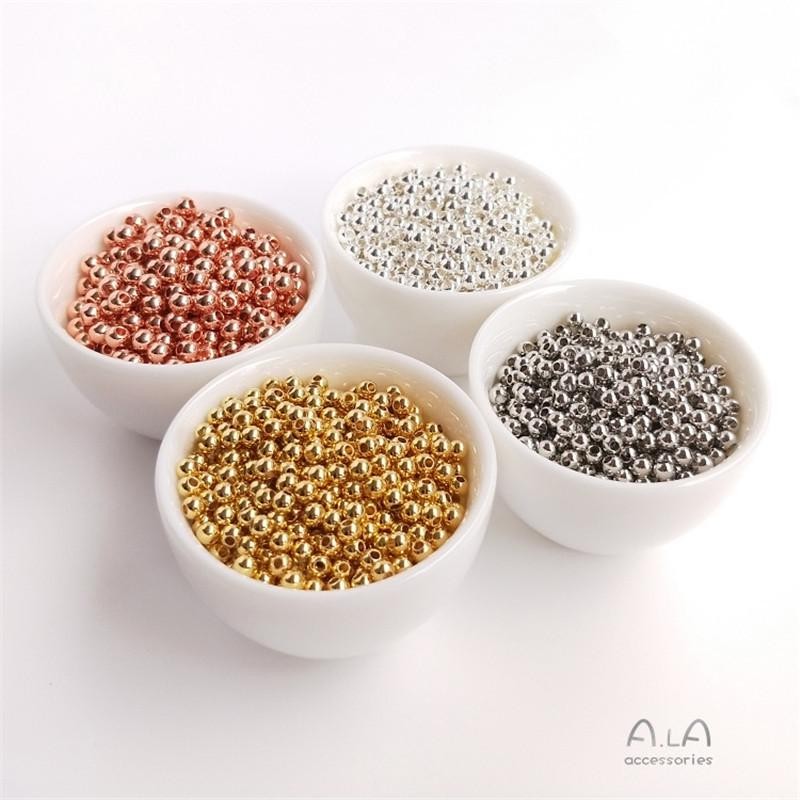 90PCS Gold/Rhodium Plated Small Hole Tiny Spacer Bead 2mm GJY21